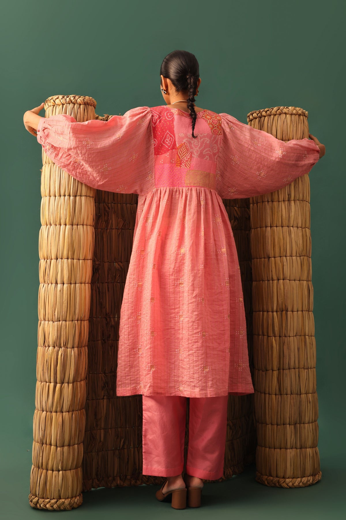 Pink Chanderi Kurta Set