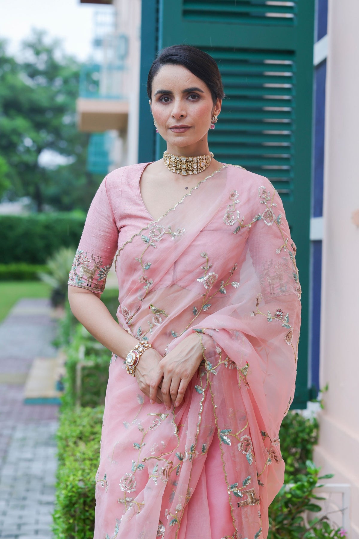 Jungle Walk Rose Saree Set