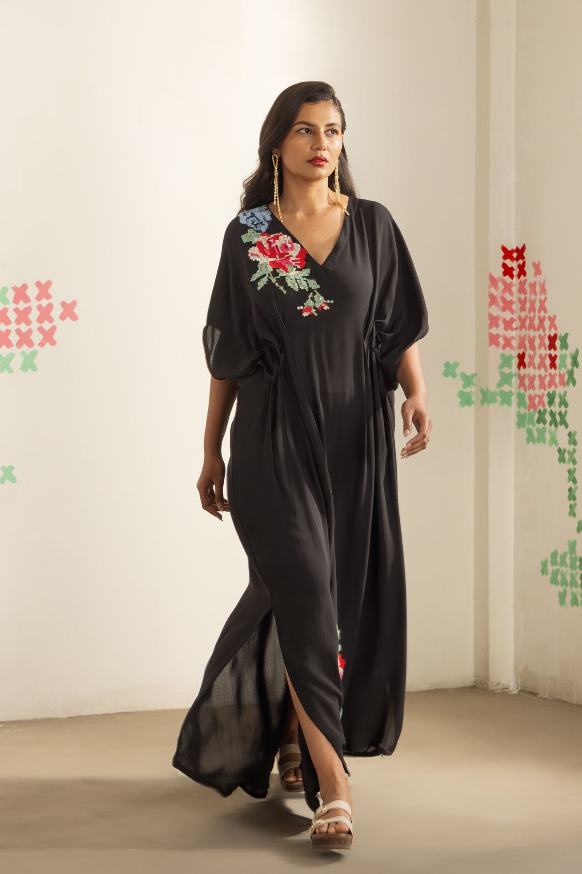 Black Bloom Kaftan