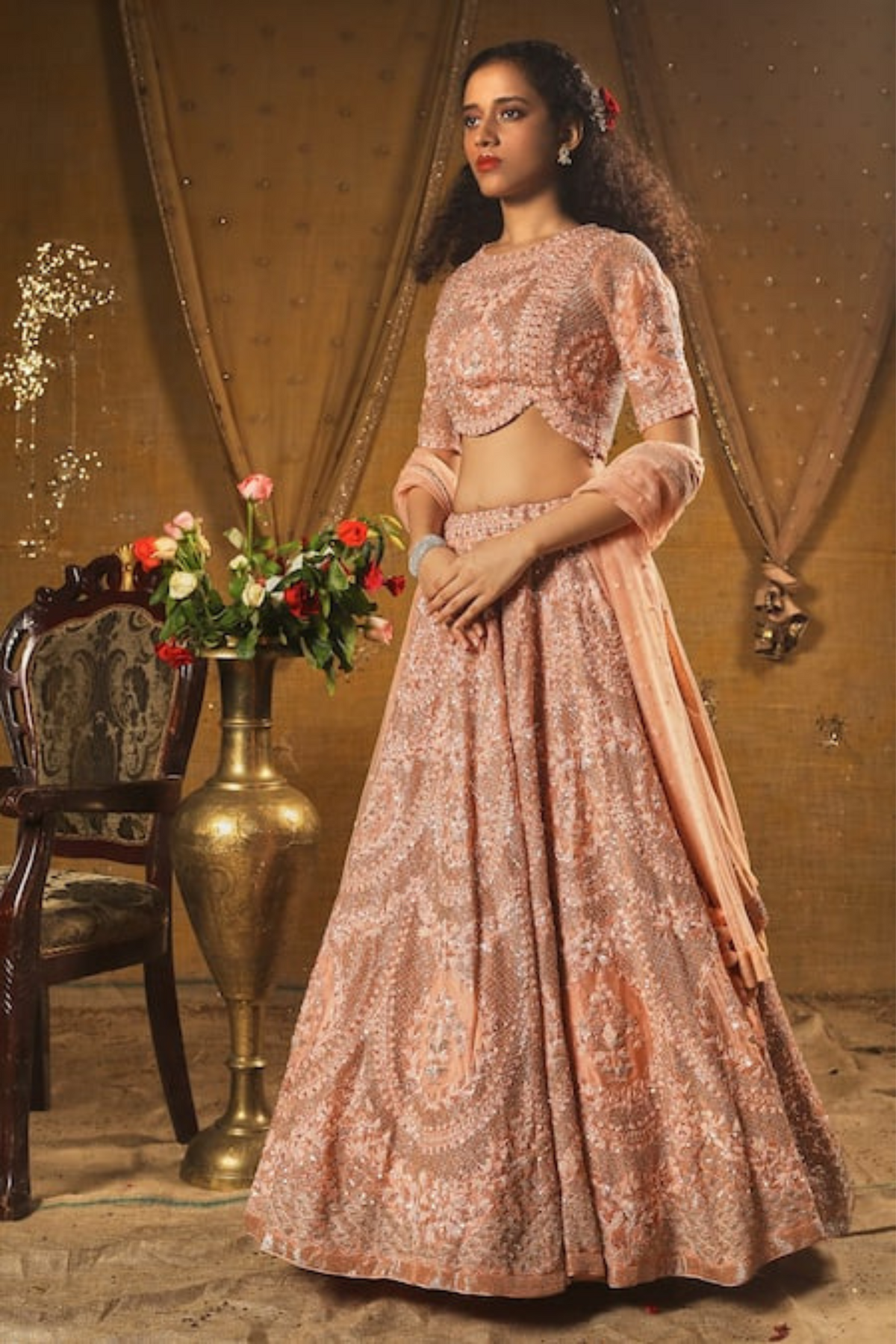 Pink Cutdana Lehenga Set