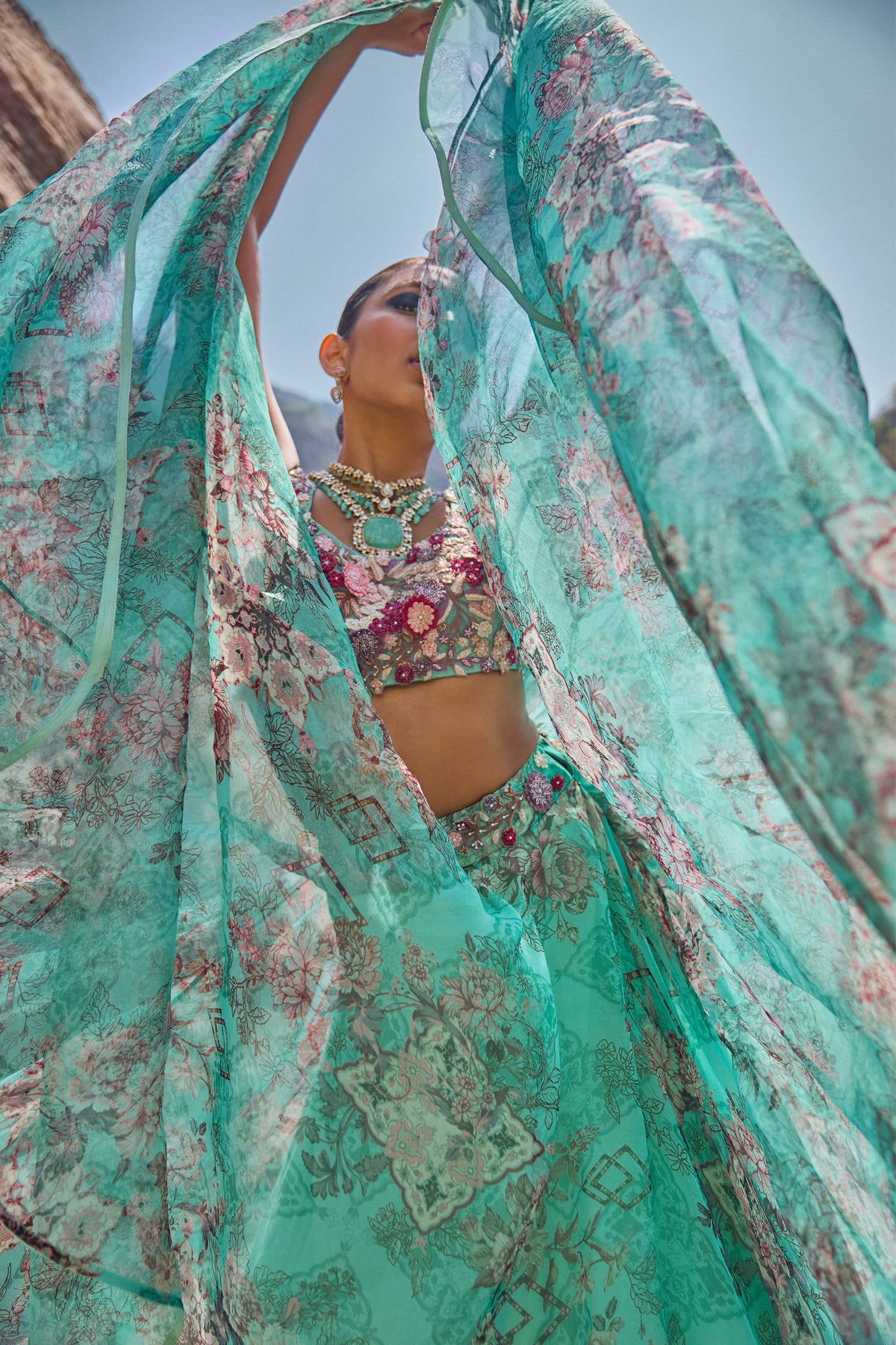 Mahrosh Organza Lehenga Set