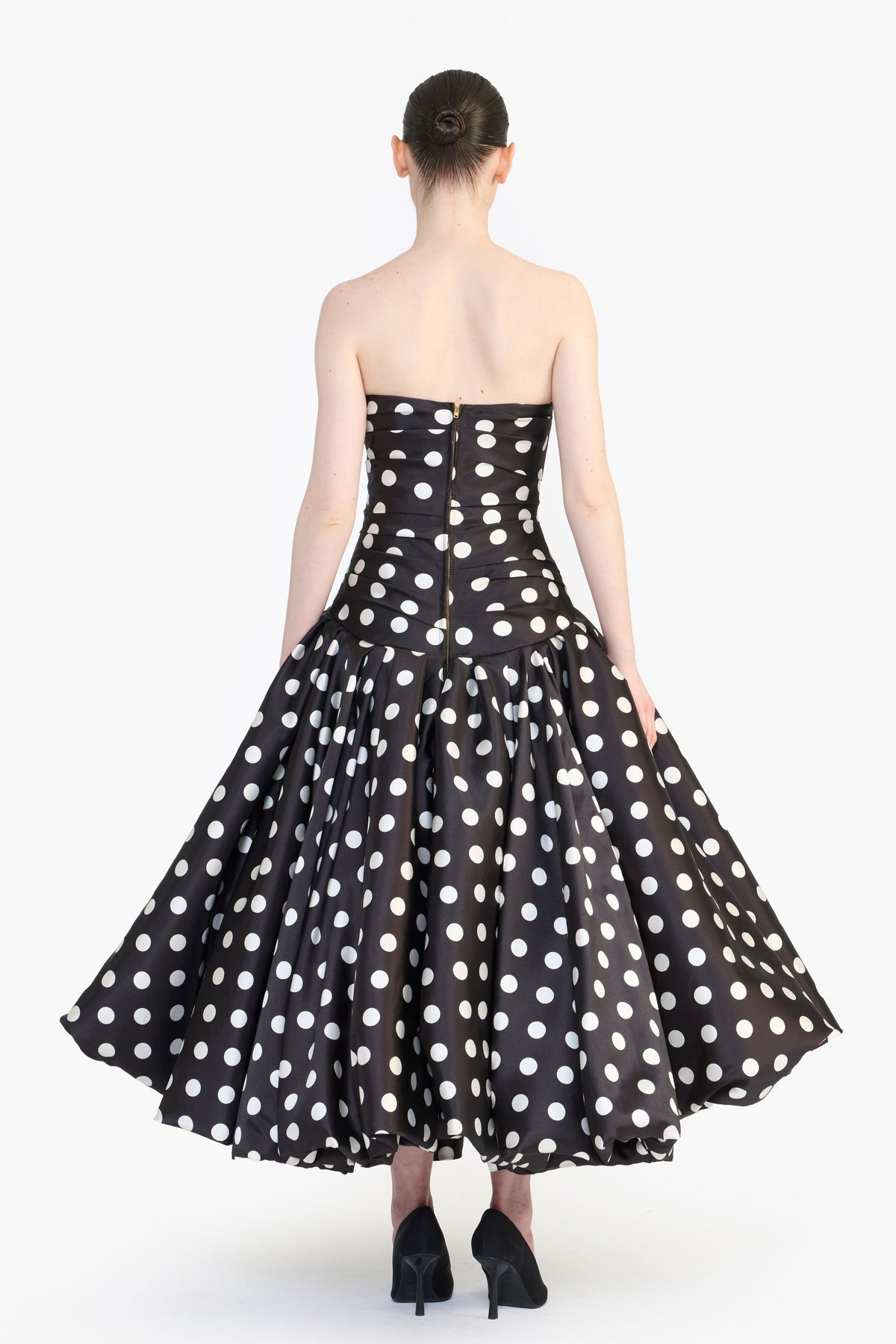 Strapless Draped Balloon Midi