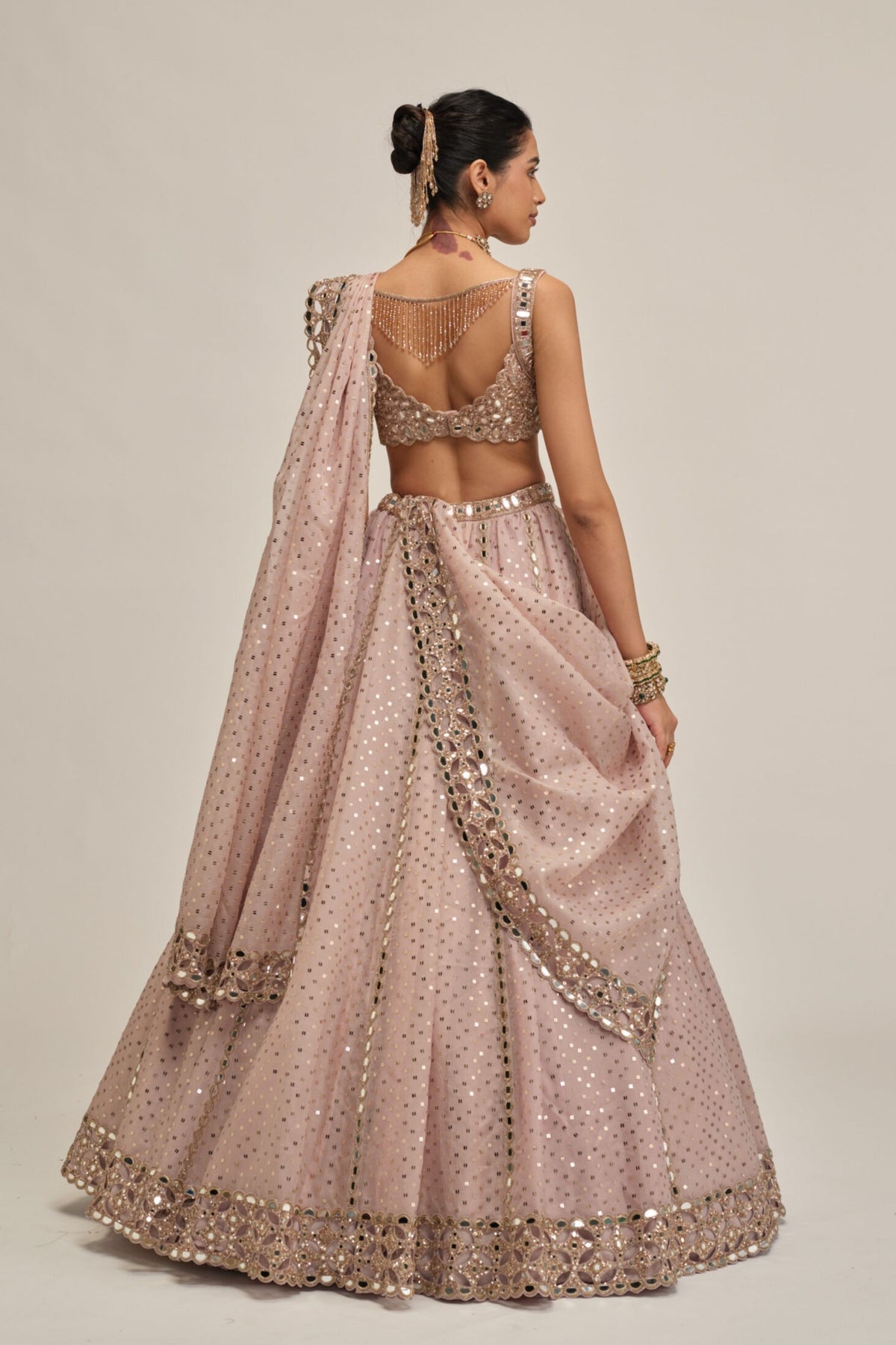 Ash Pink Sequins Lehenga Set