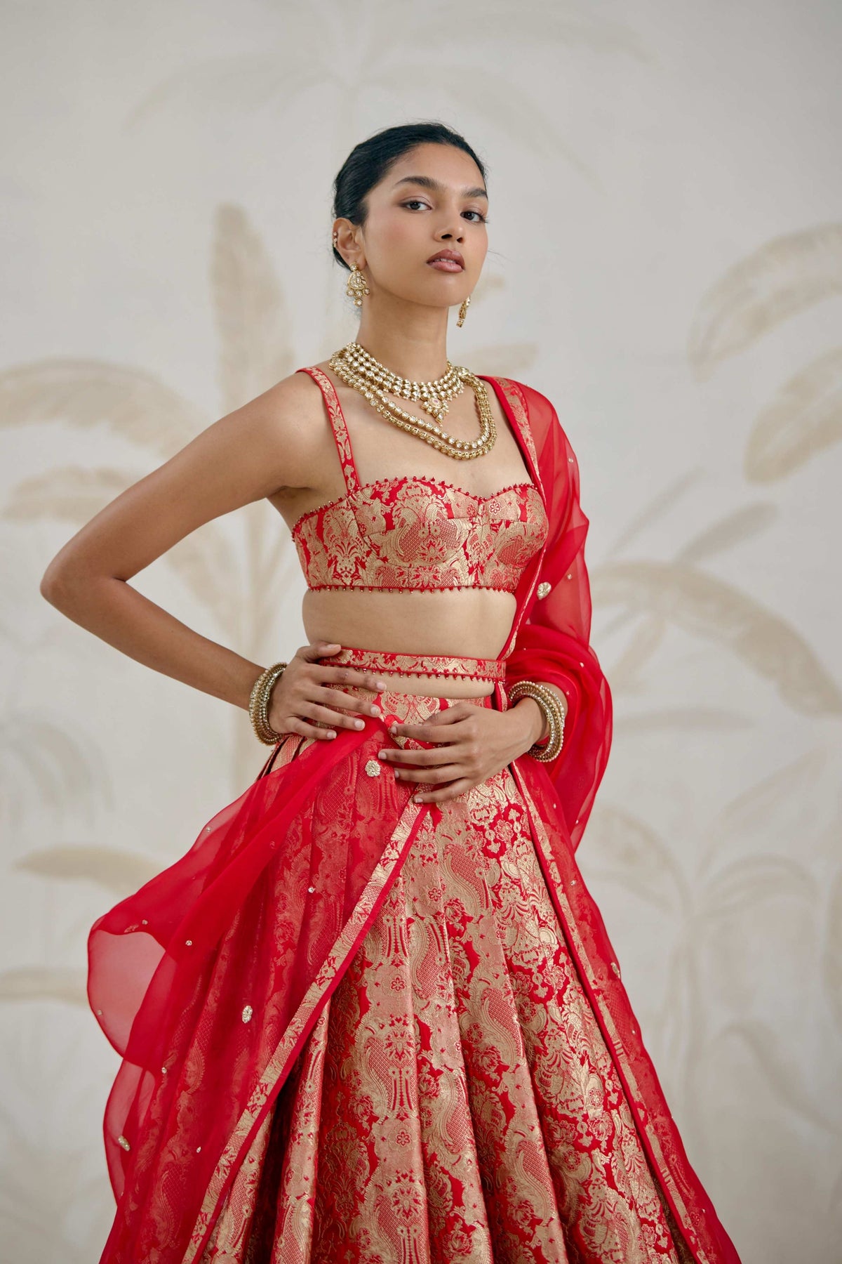 Ribbon Red Lehenga Set