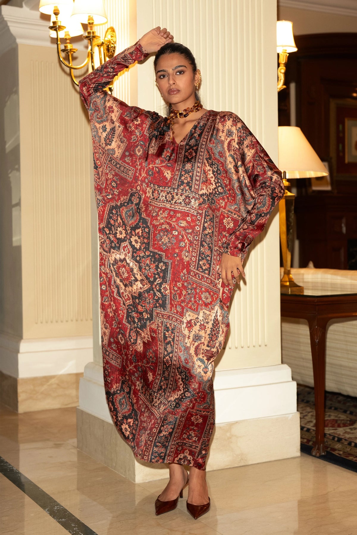 Kilim Print Kaftan Dress