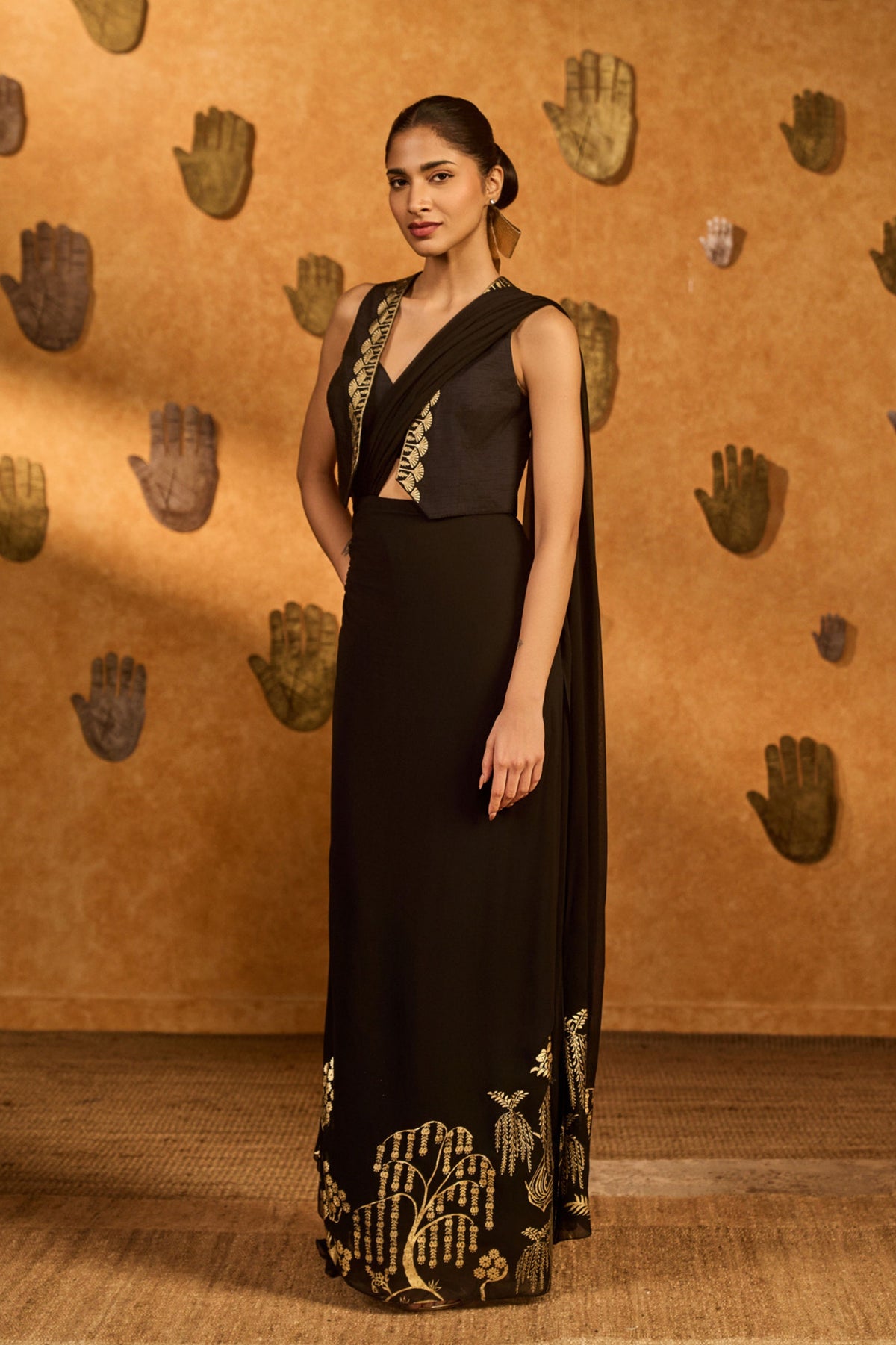 Black Zen Draped Saree