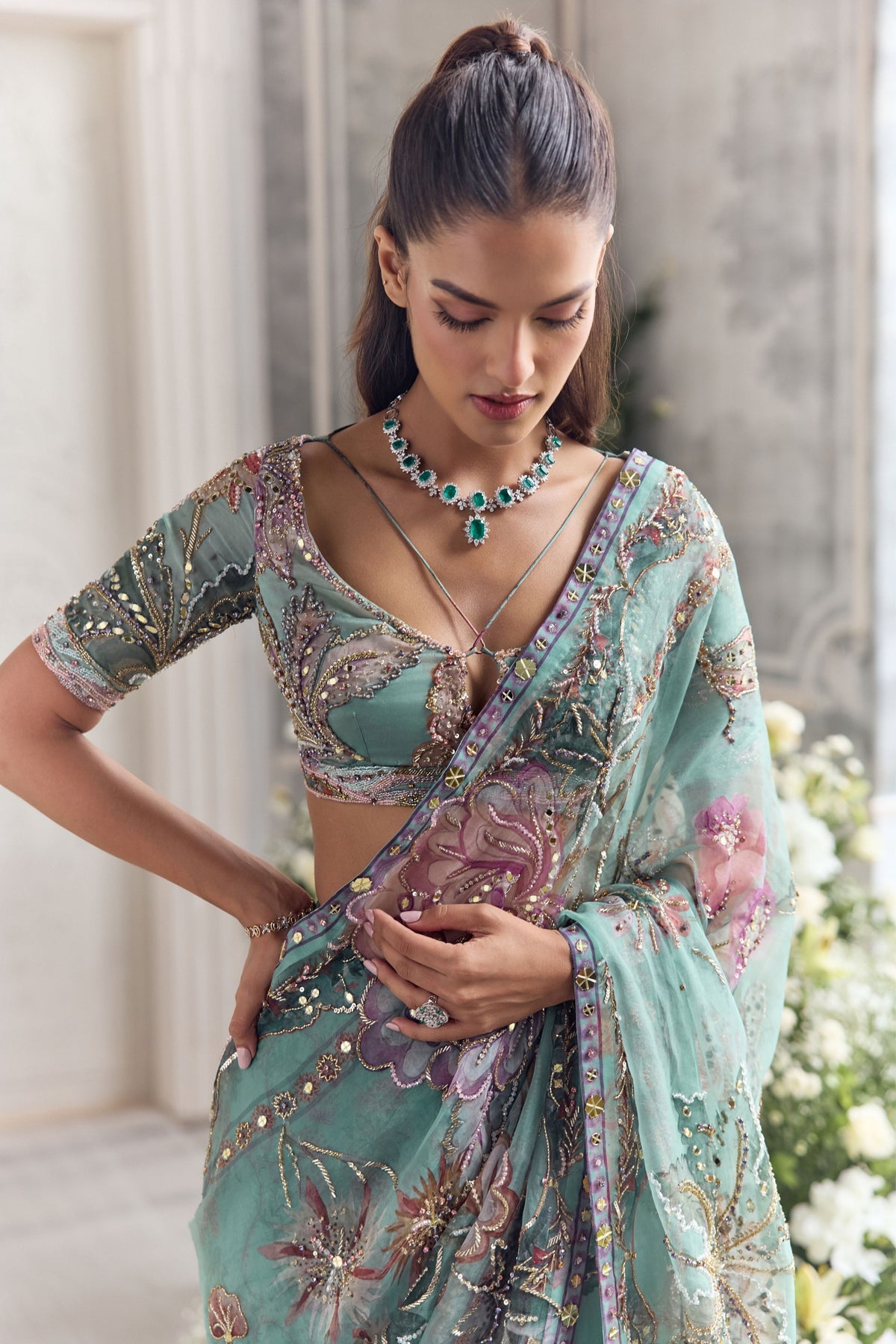 Uzma Draped Saree Set