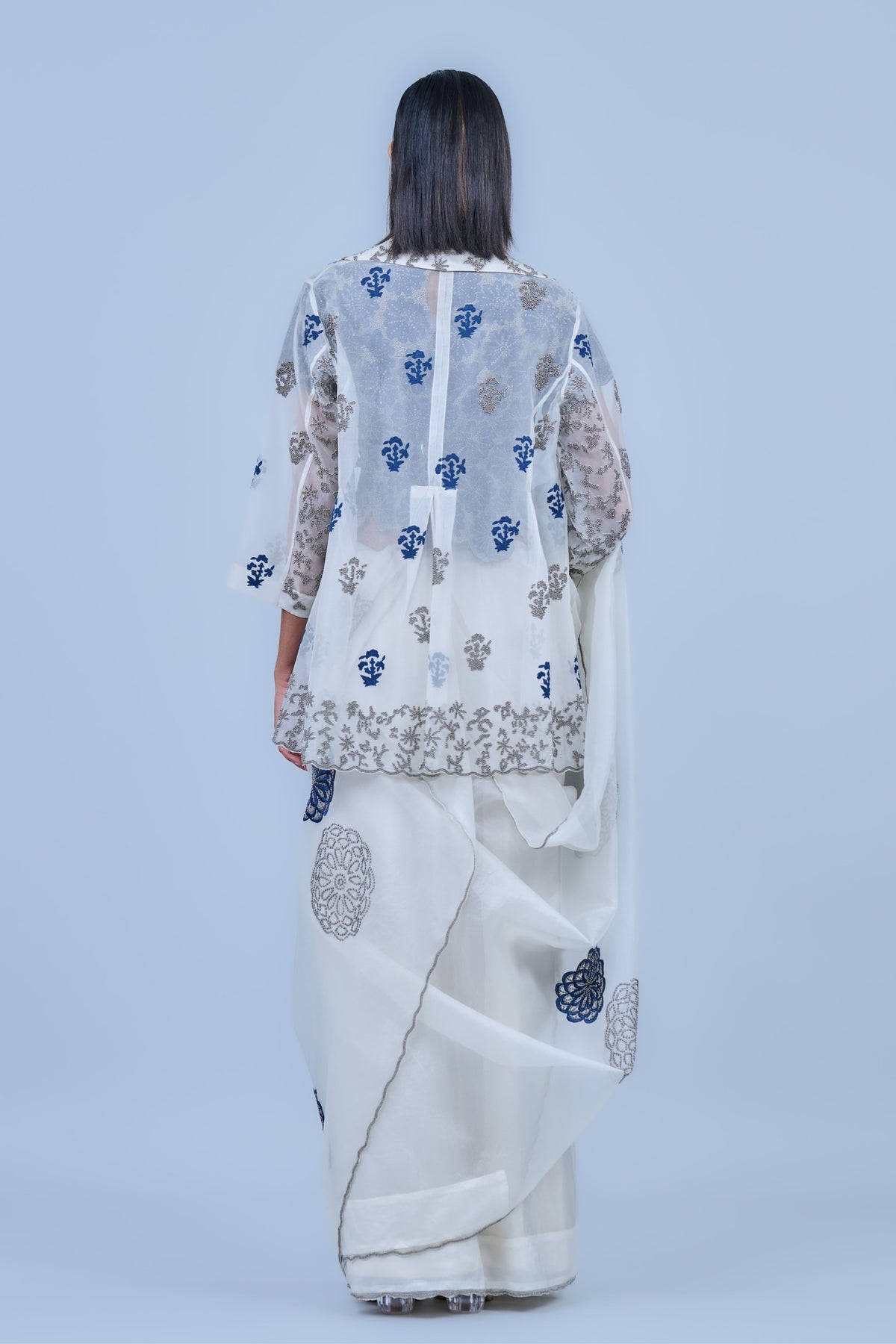 Ecru Organza Threadwork Jacket
