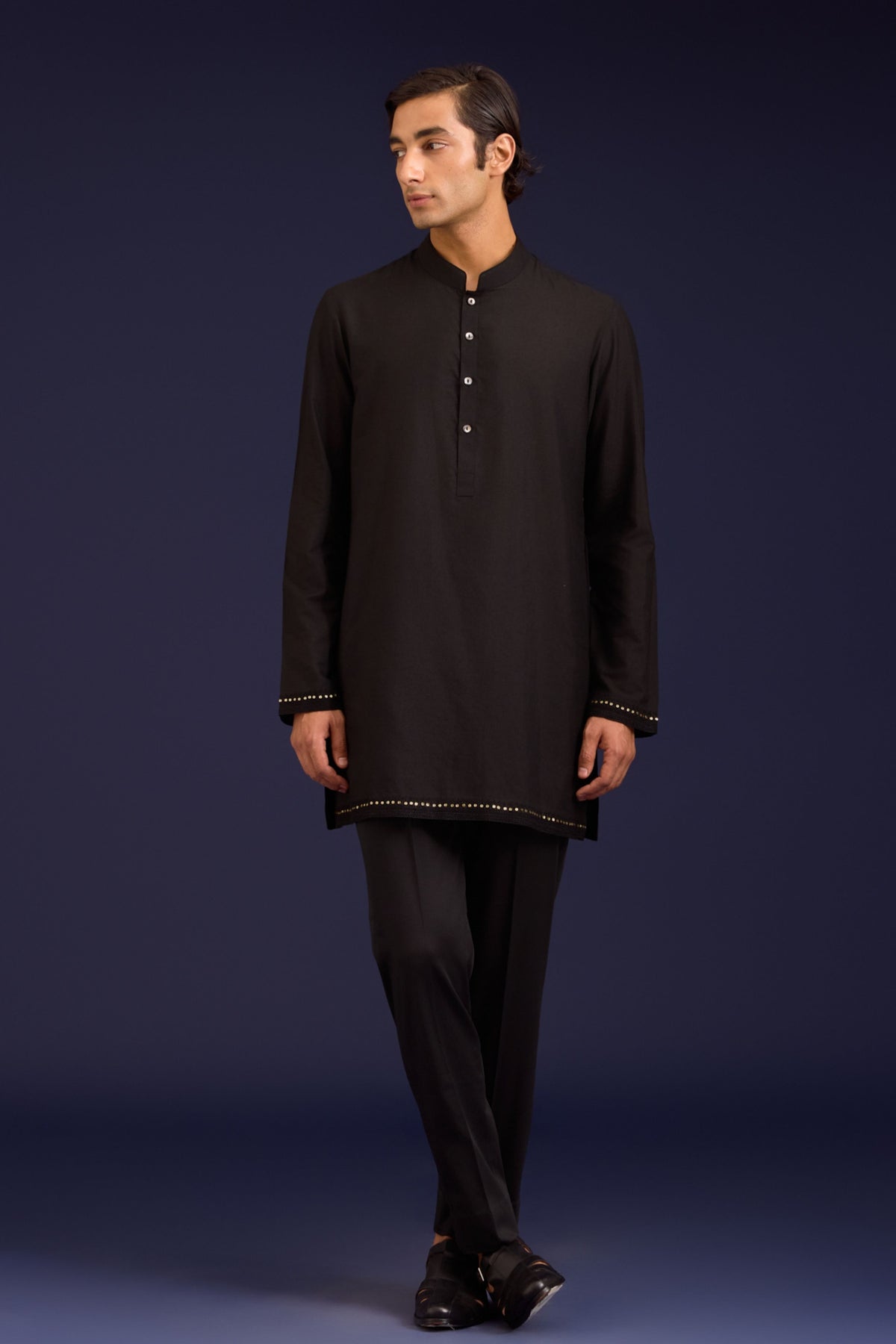 Black Linen Mirror Bundi Set