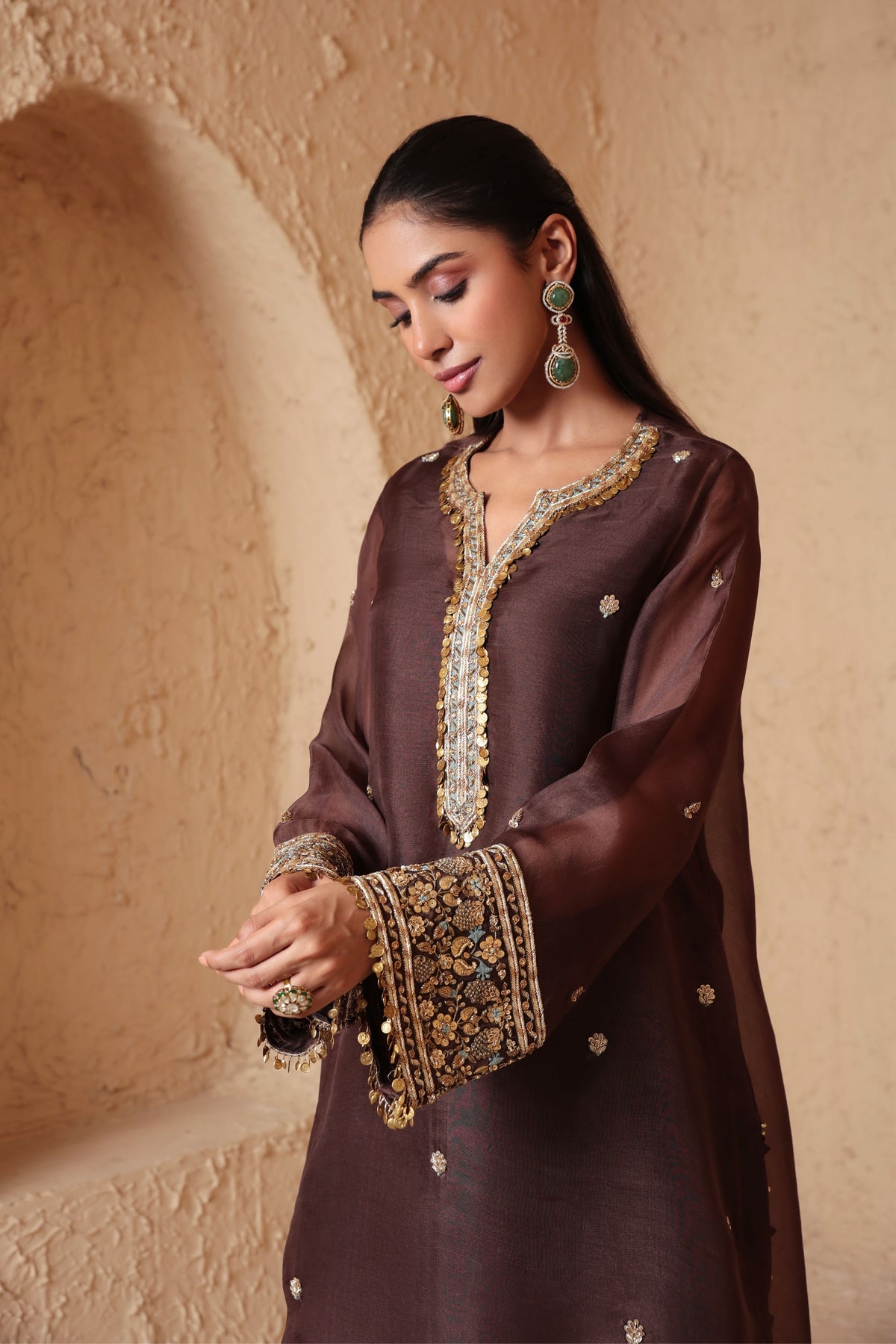 Brown Short Kurta Set
