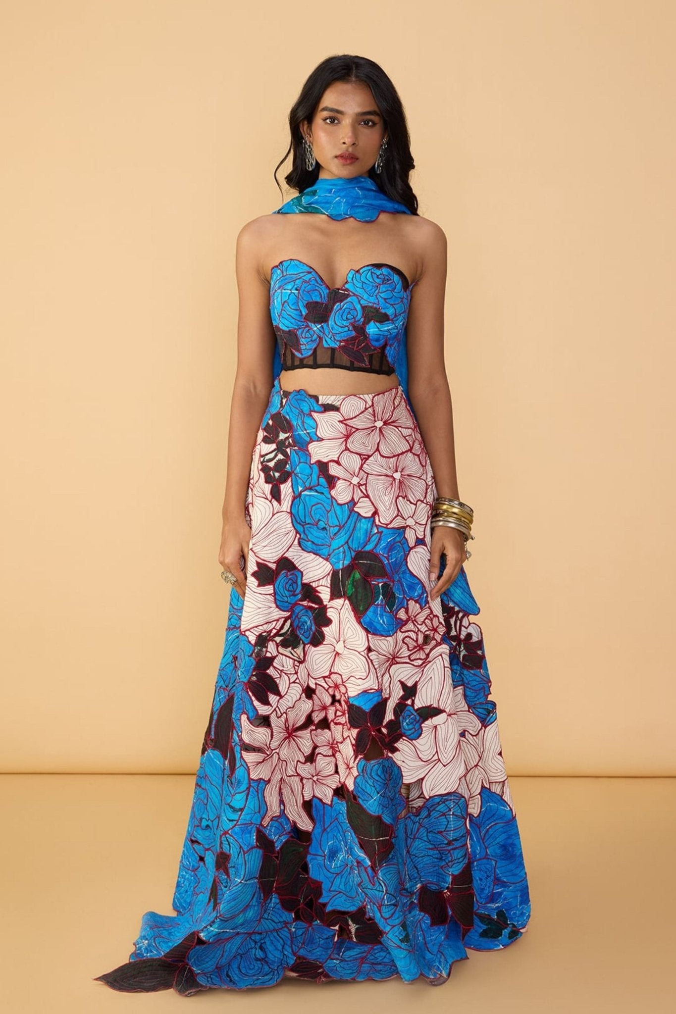 Sachi Blue Lehenga Skirt - Saaksha & Kinni - Elahe