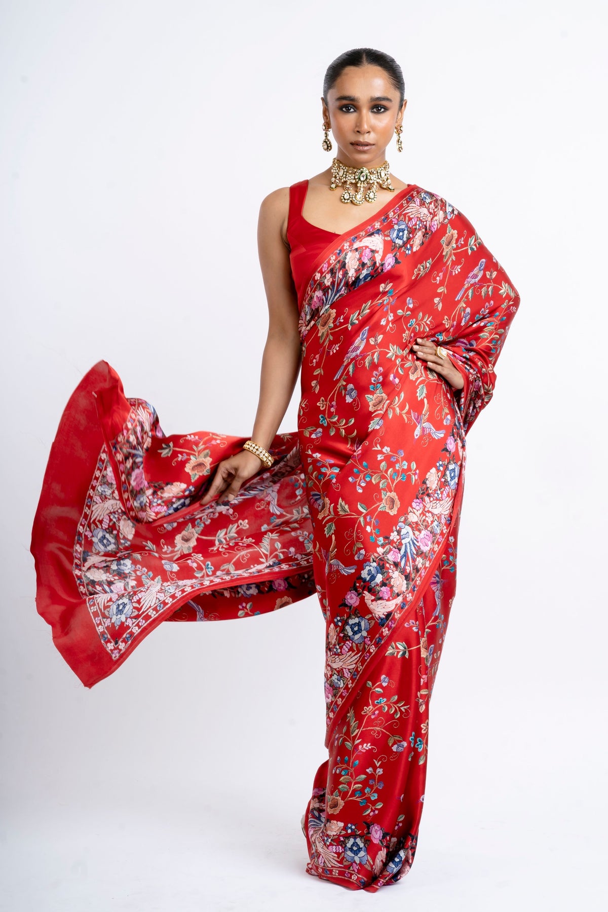 Meena Saree in Scarlet