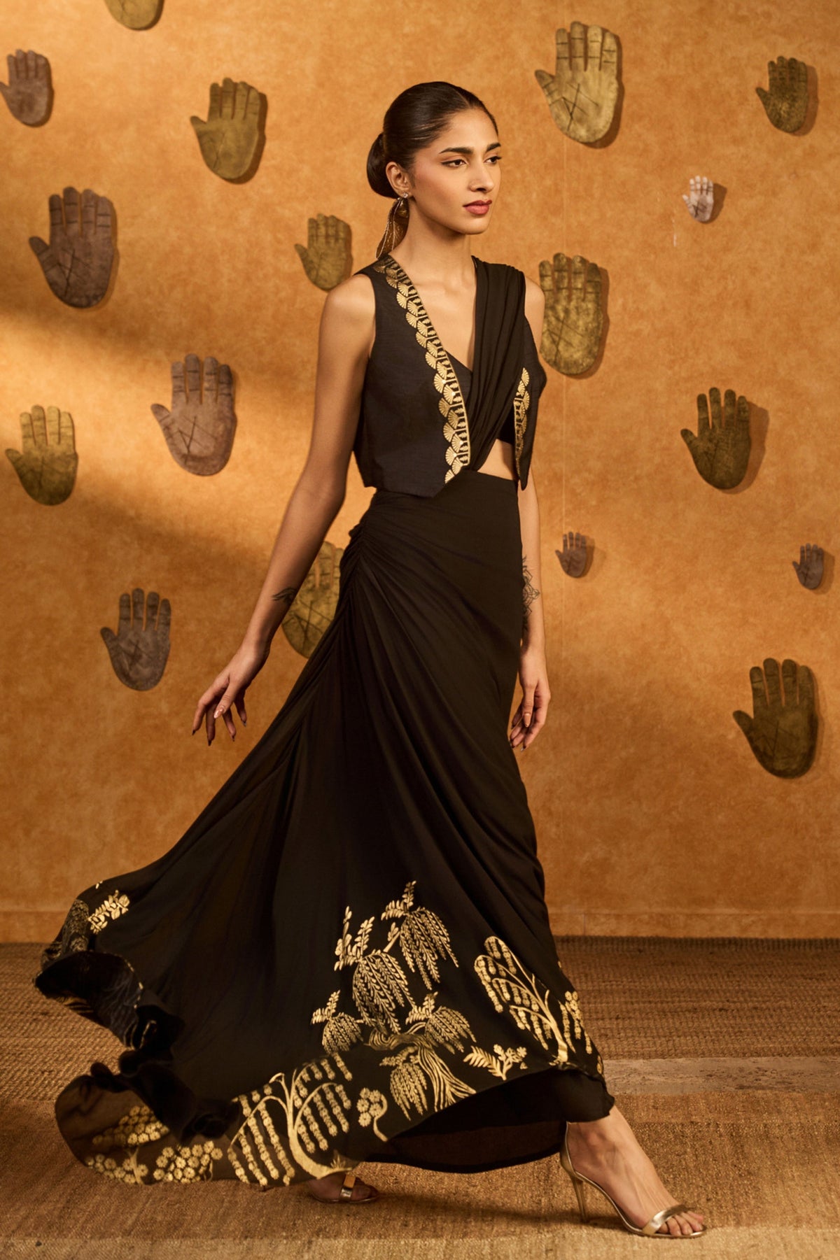Black Zen Draped Saree