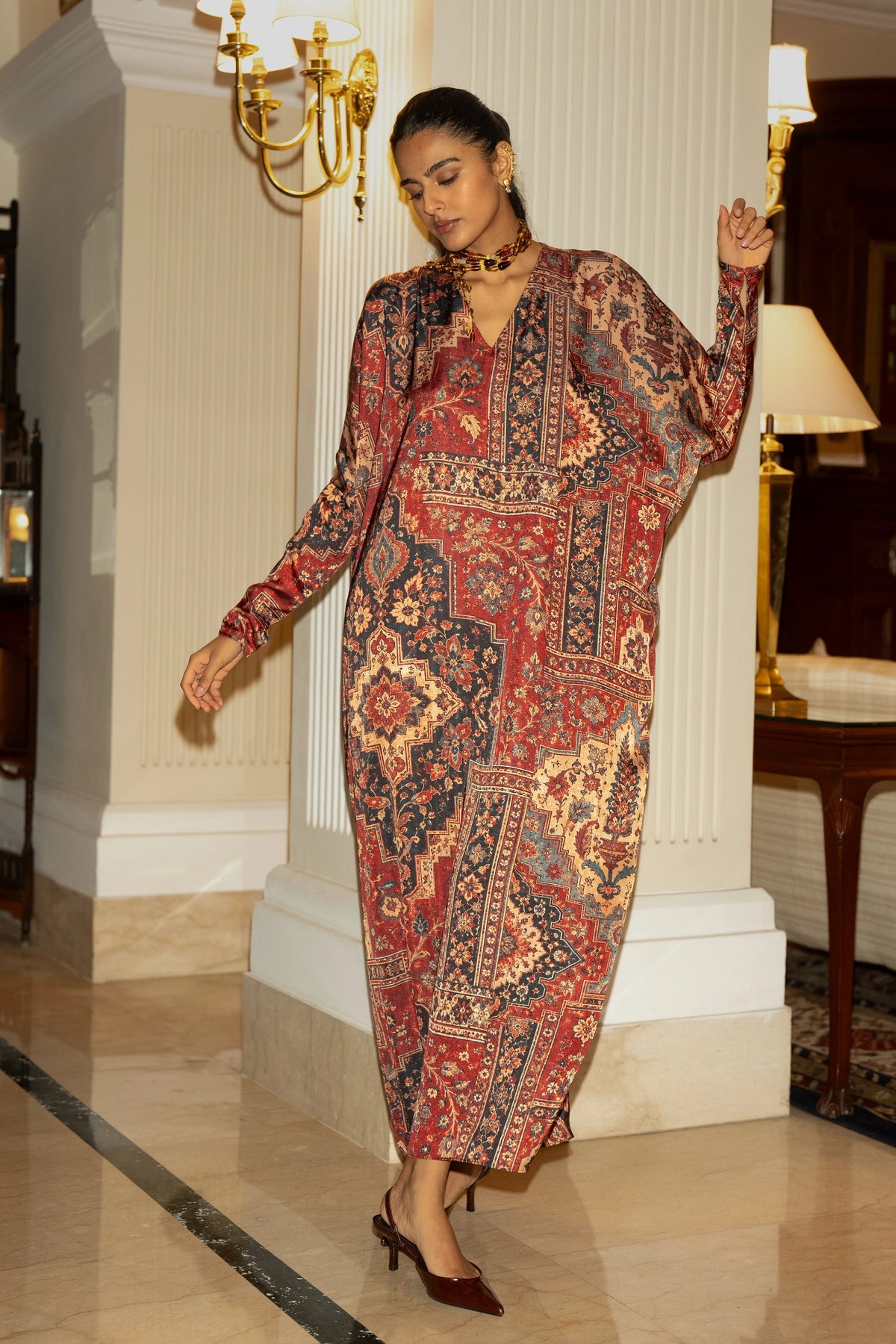 Kilim Print Kaftan Dress