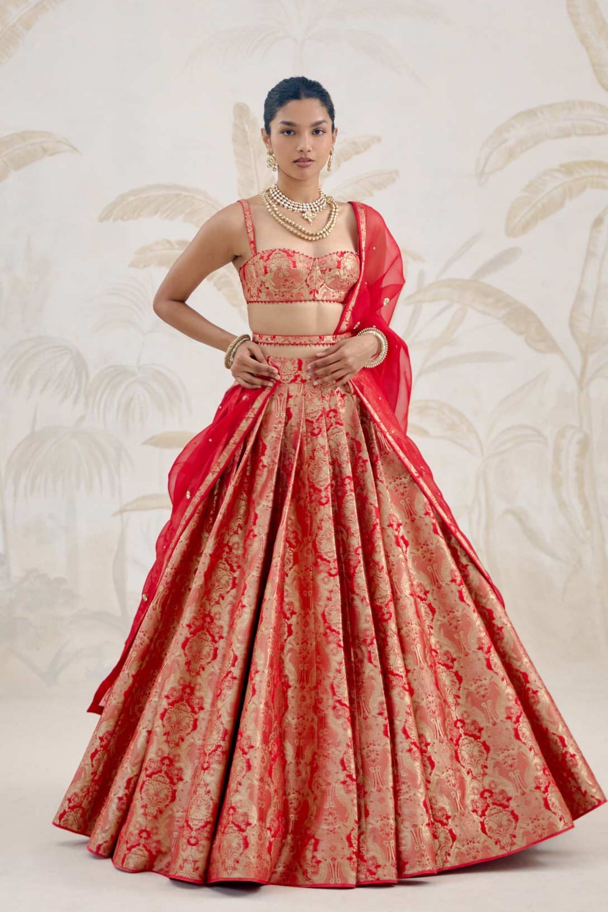 Ribbon Red Lehenga Set