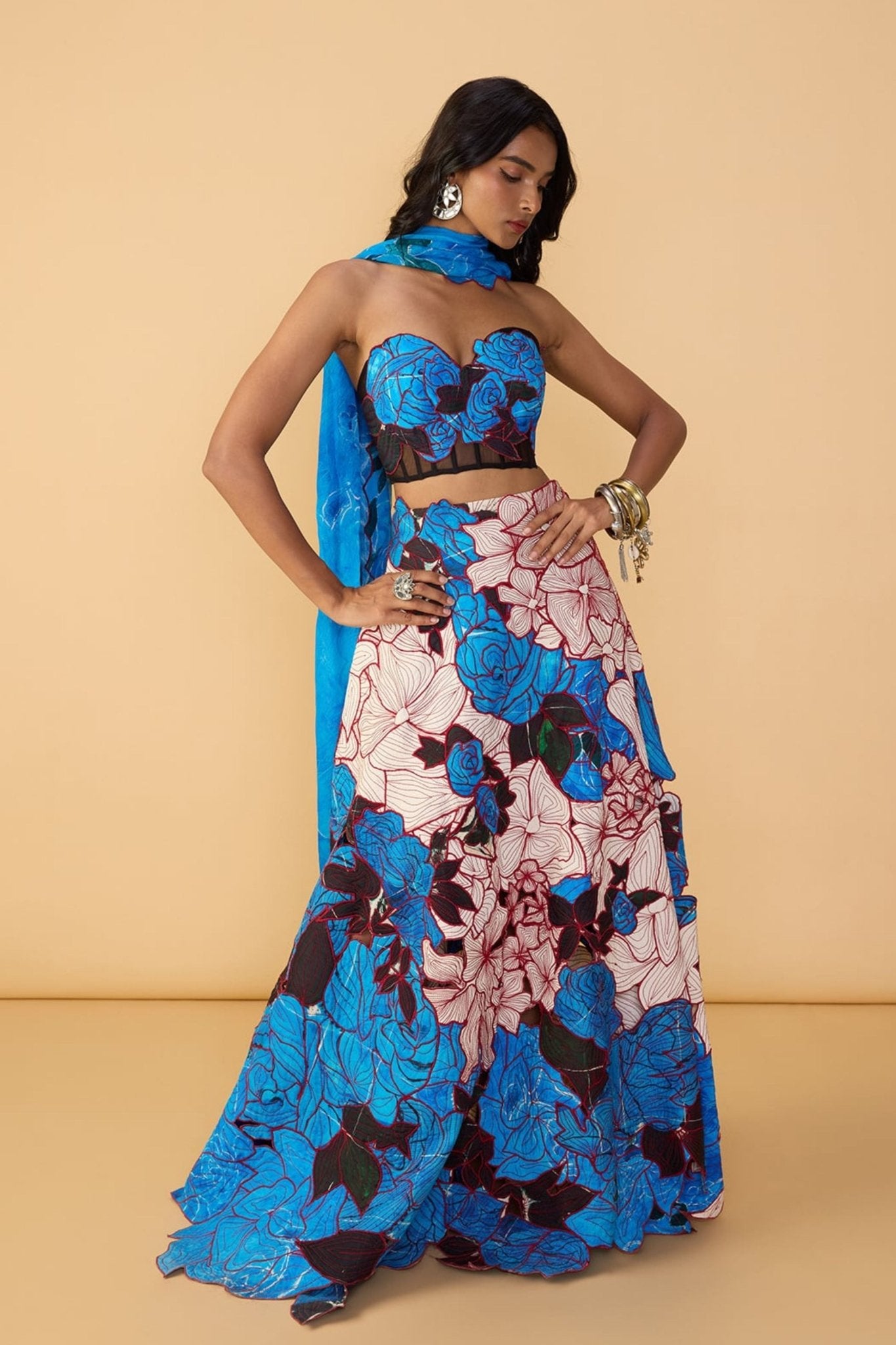 Sachi Blue Lehenga Skirt - Saaksha & Kinni - Elahe