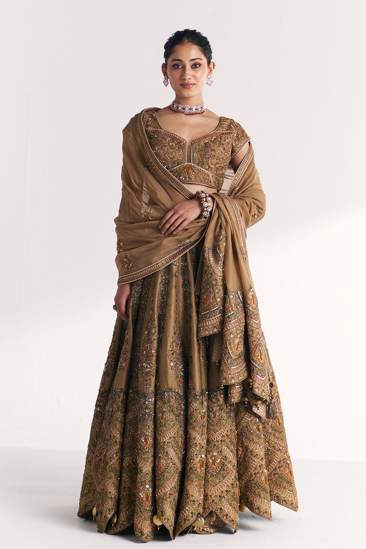 Kasturi Gold Lehenga Set