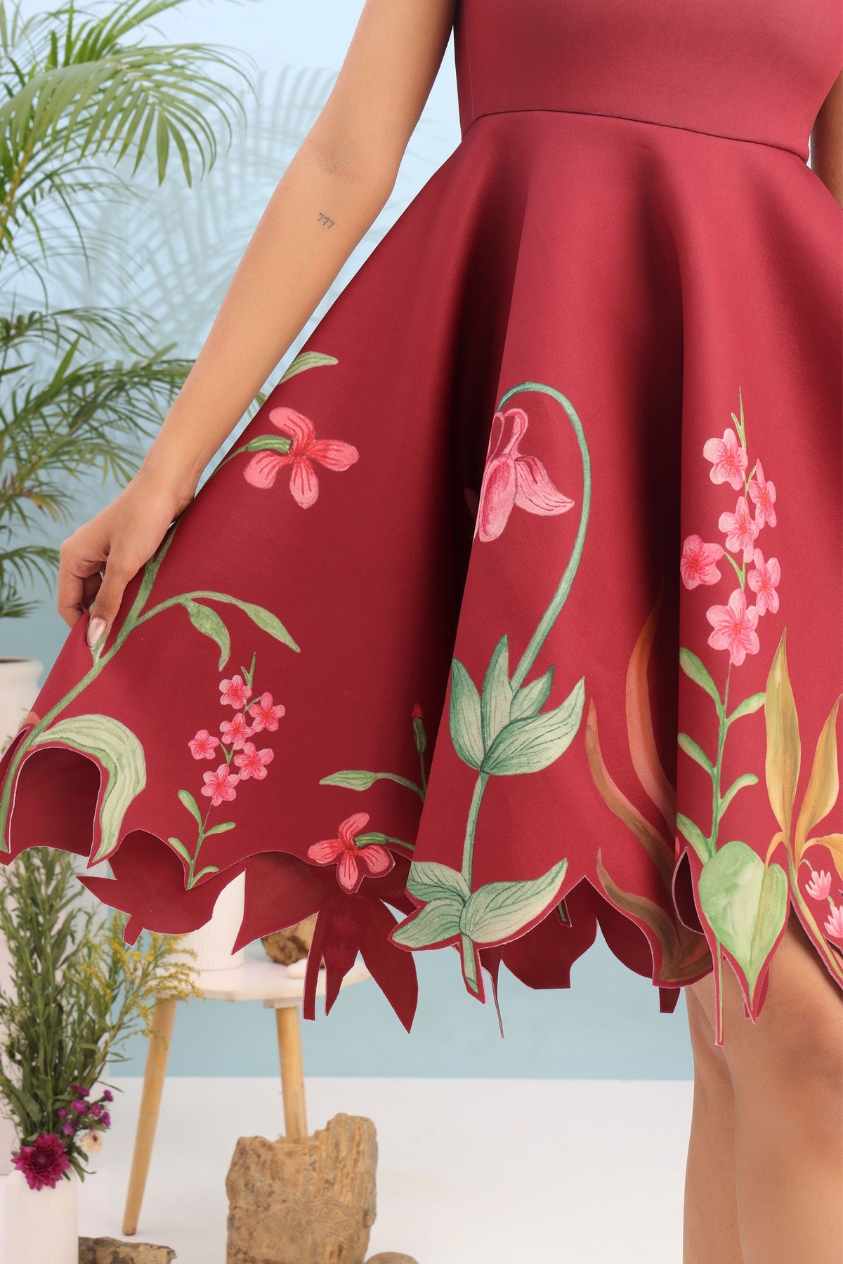 Short Printed Dress With Wrap