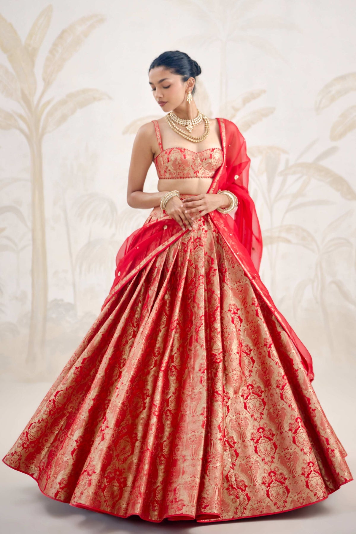 Ribbon Red Lehenga Set