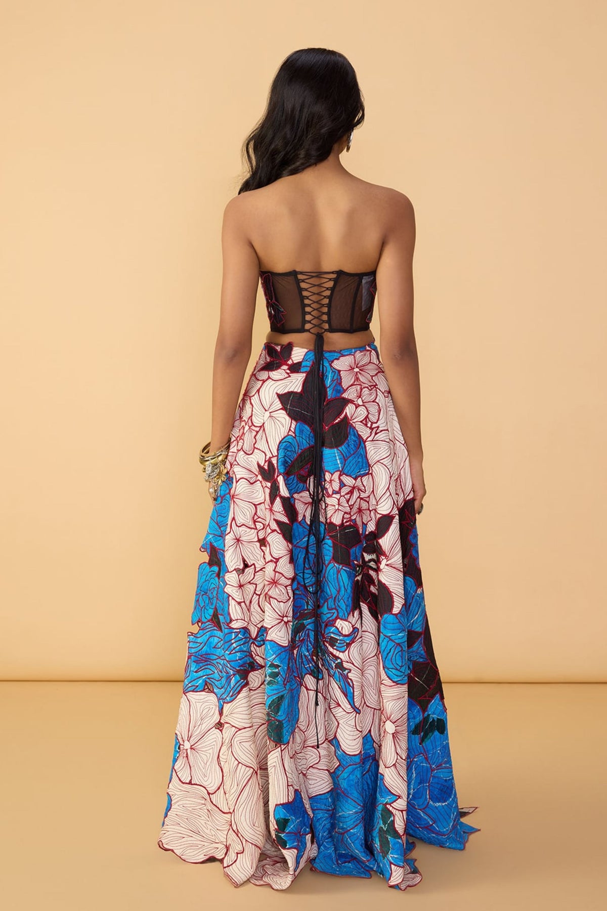 Blue Rose Scallop Dupatta