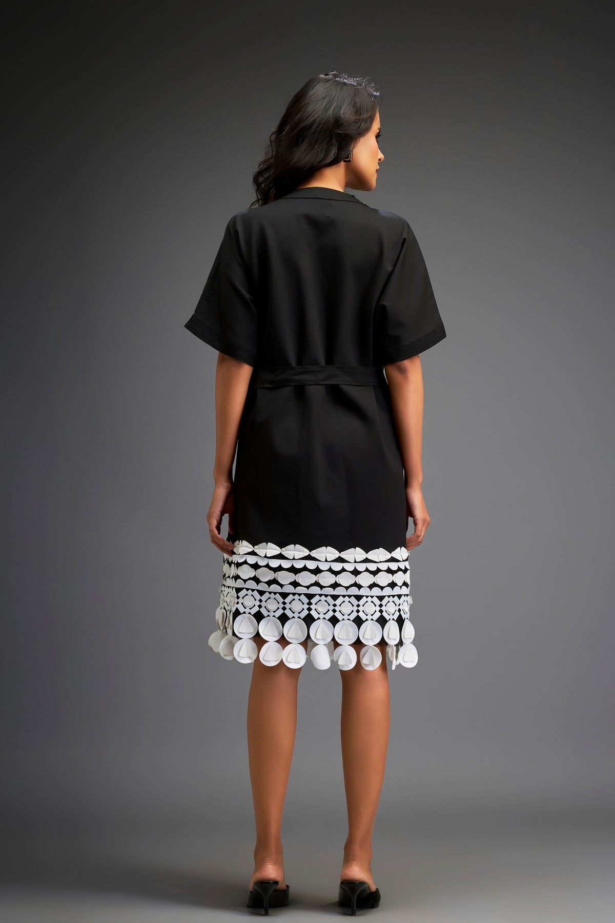 Black Belted Waist Dress
