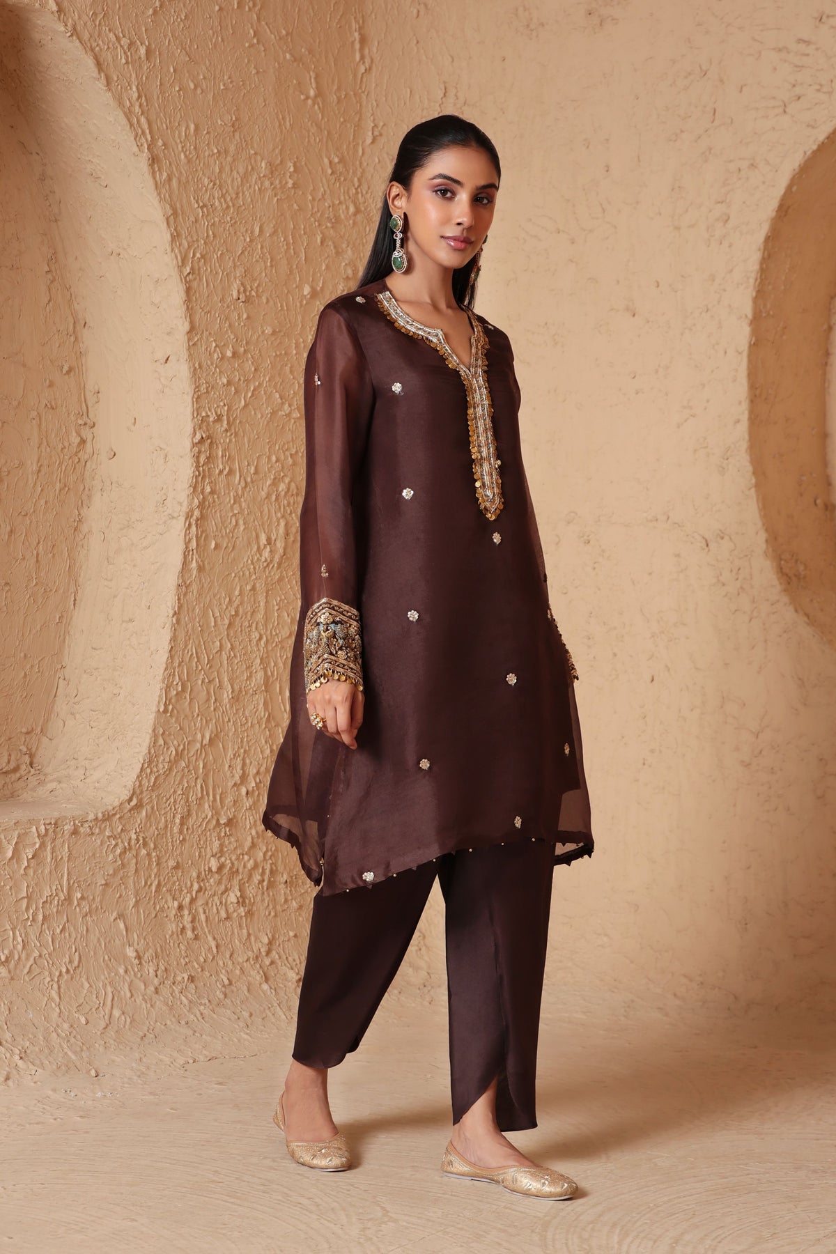 Brown Short Kurta Set