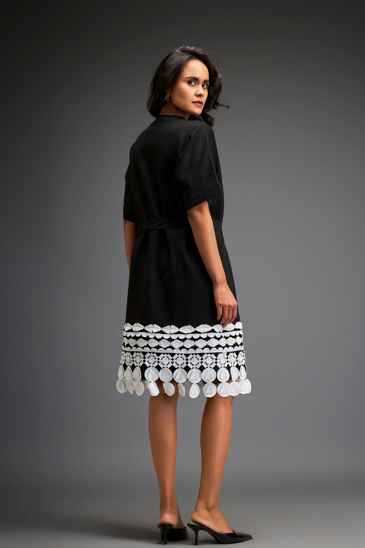 Black Belted Waist Dress
