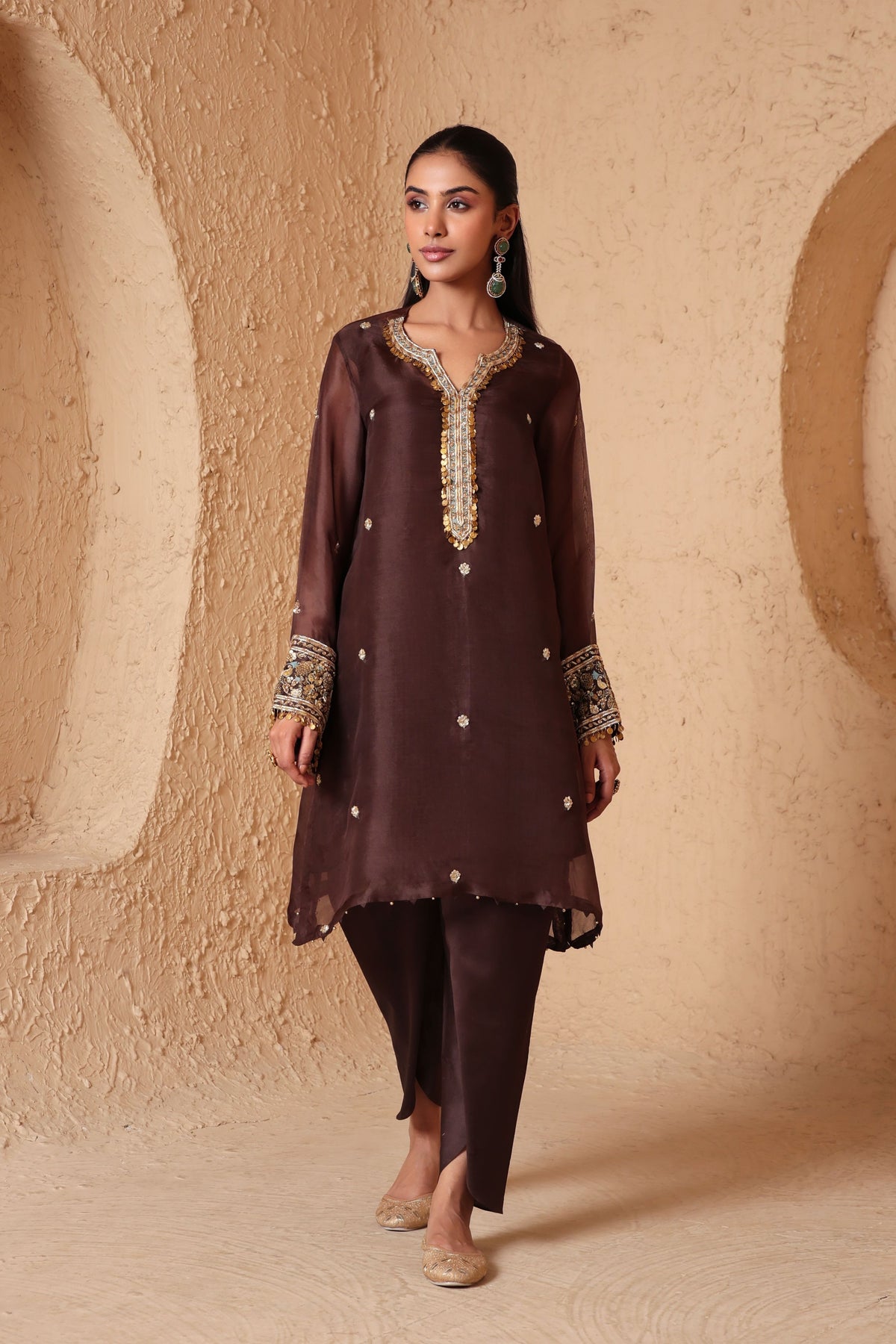 Brown Short Kurta Set