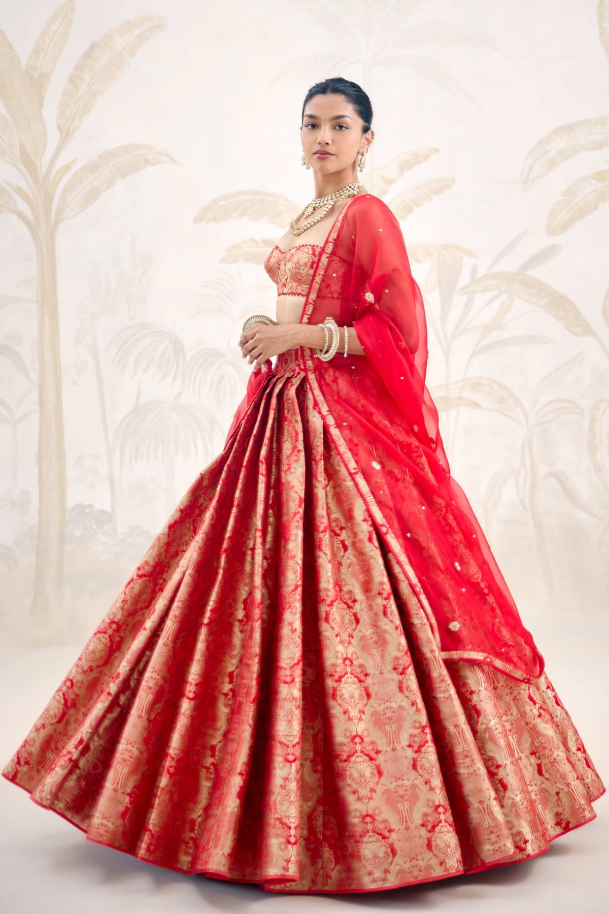 Ribbon Red Lehenga Set