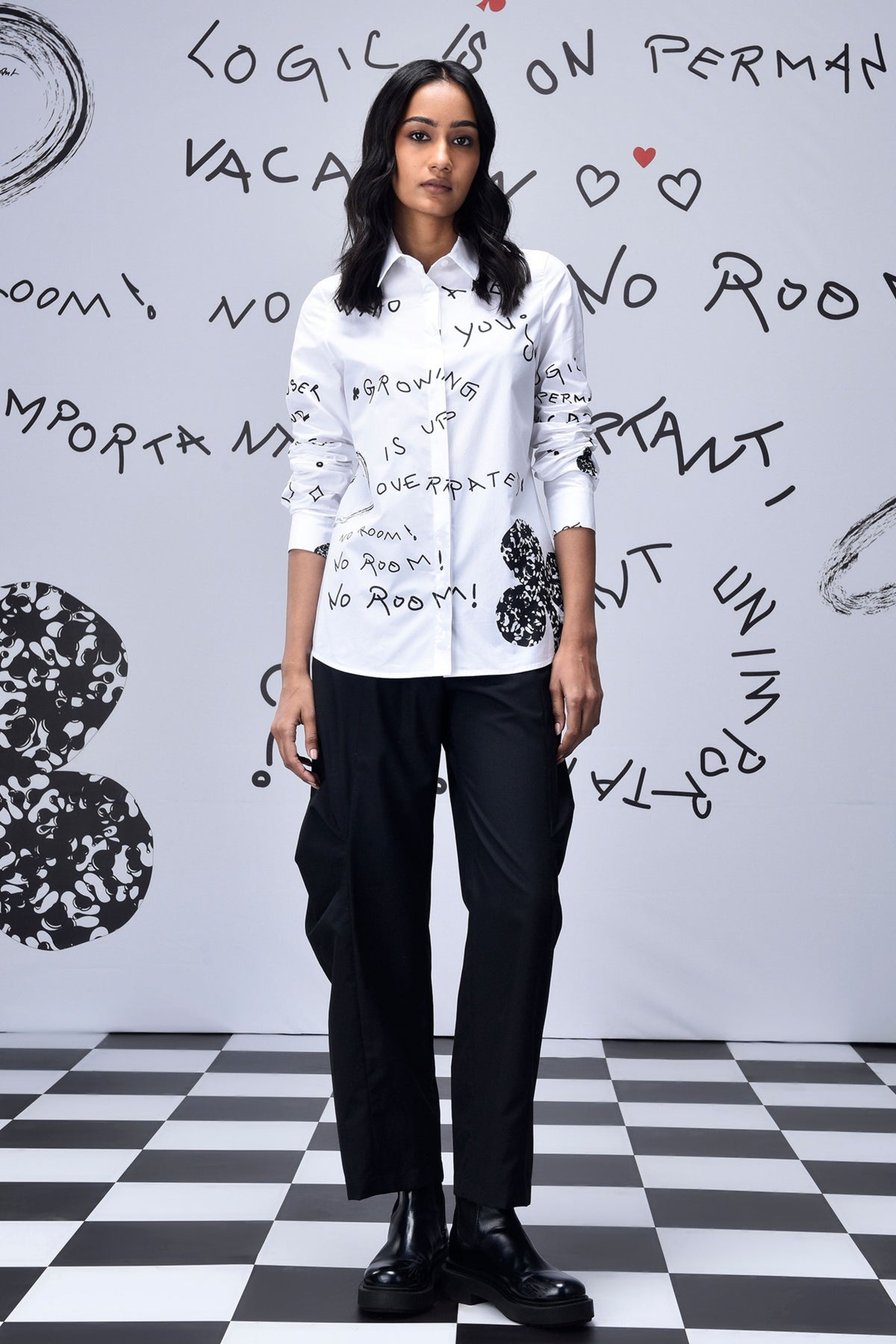 Women Scribble Text Shirt
