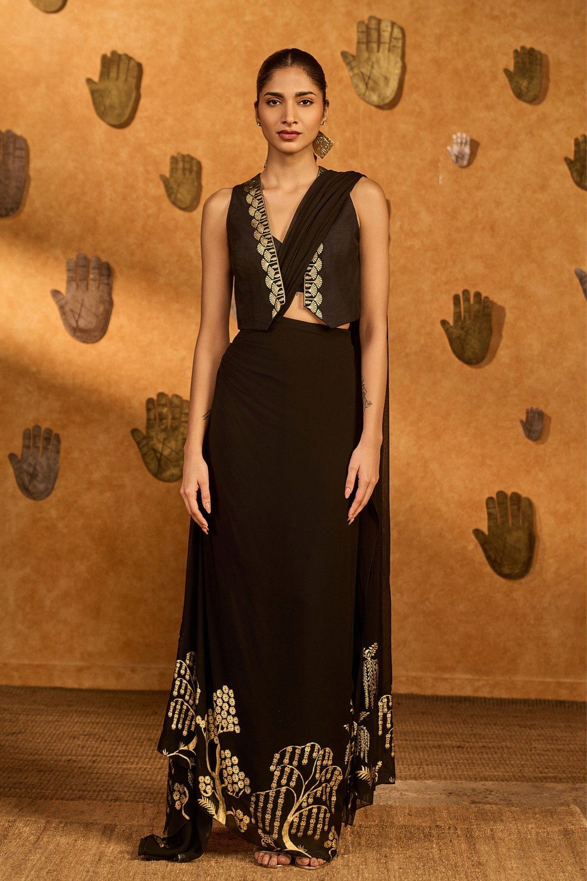 Black Zen Draped Saree
