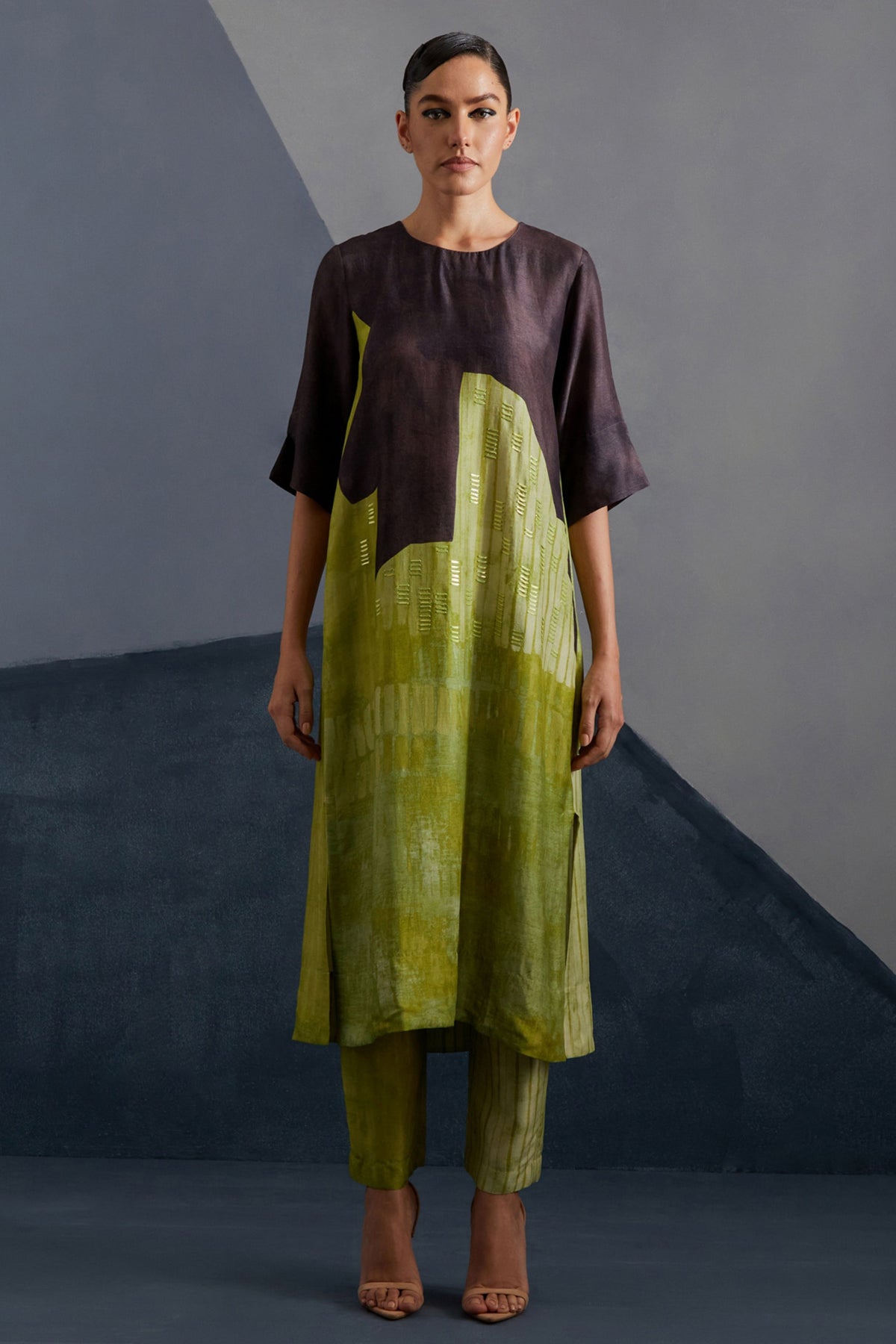 Omen Moss & Coffee Kurta Set
