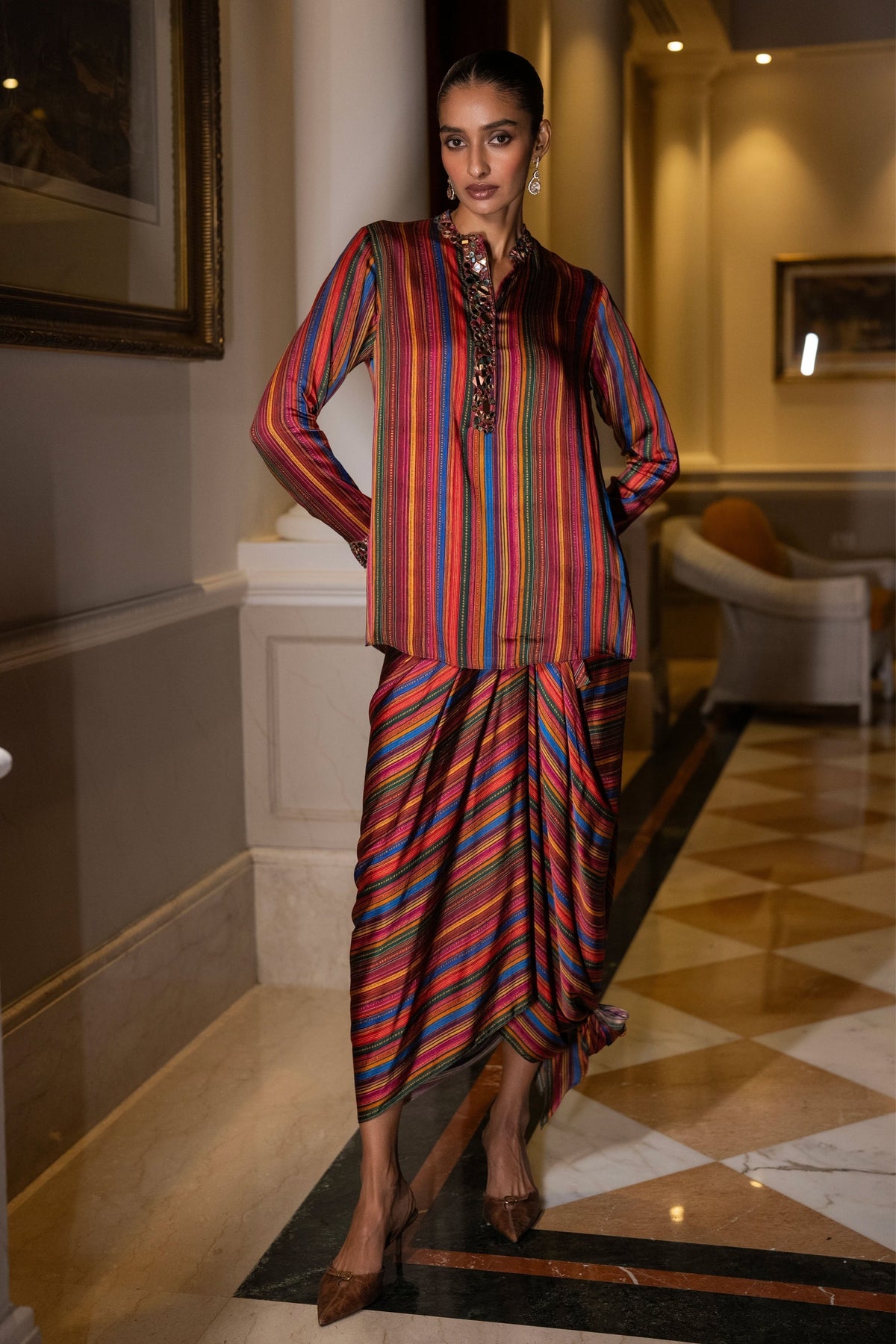 Mirror Embroidered Multi Color Shirt