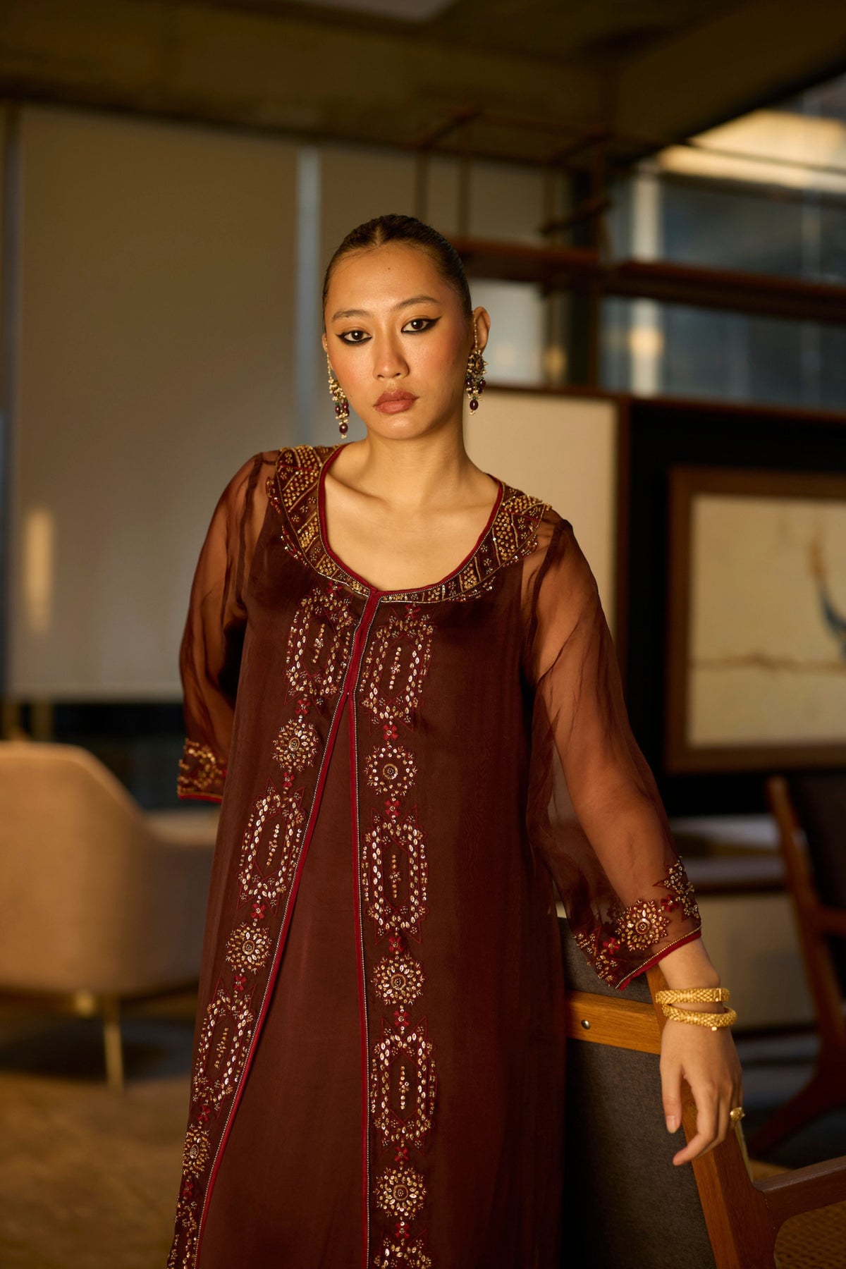 Brown Rawani Kurta Set