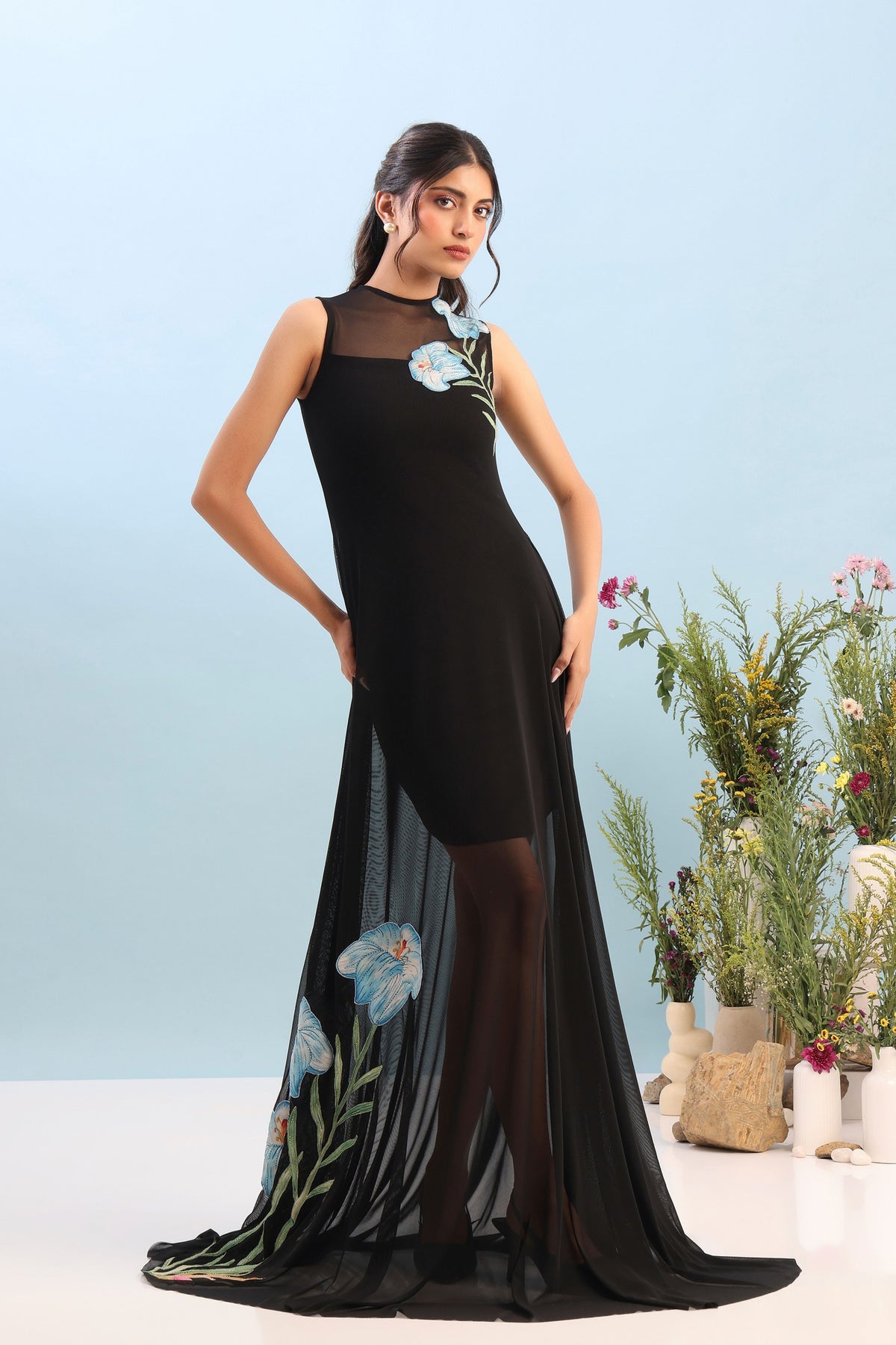 Short Neoprene Embro Dress Set