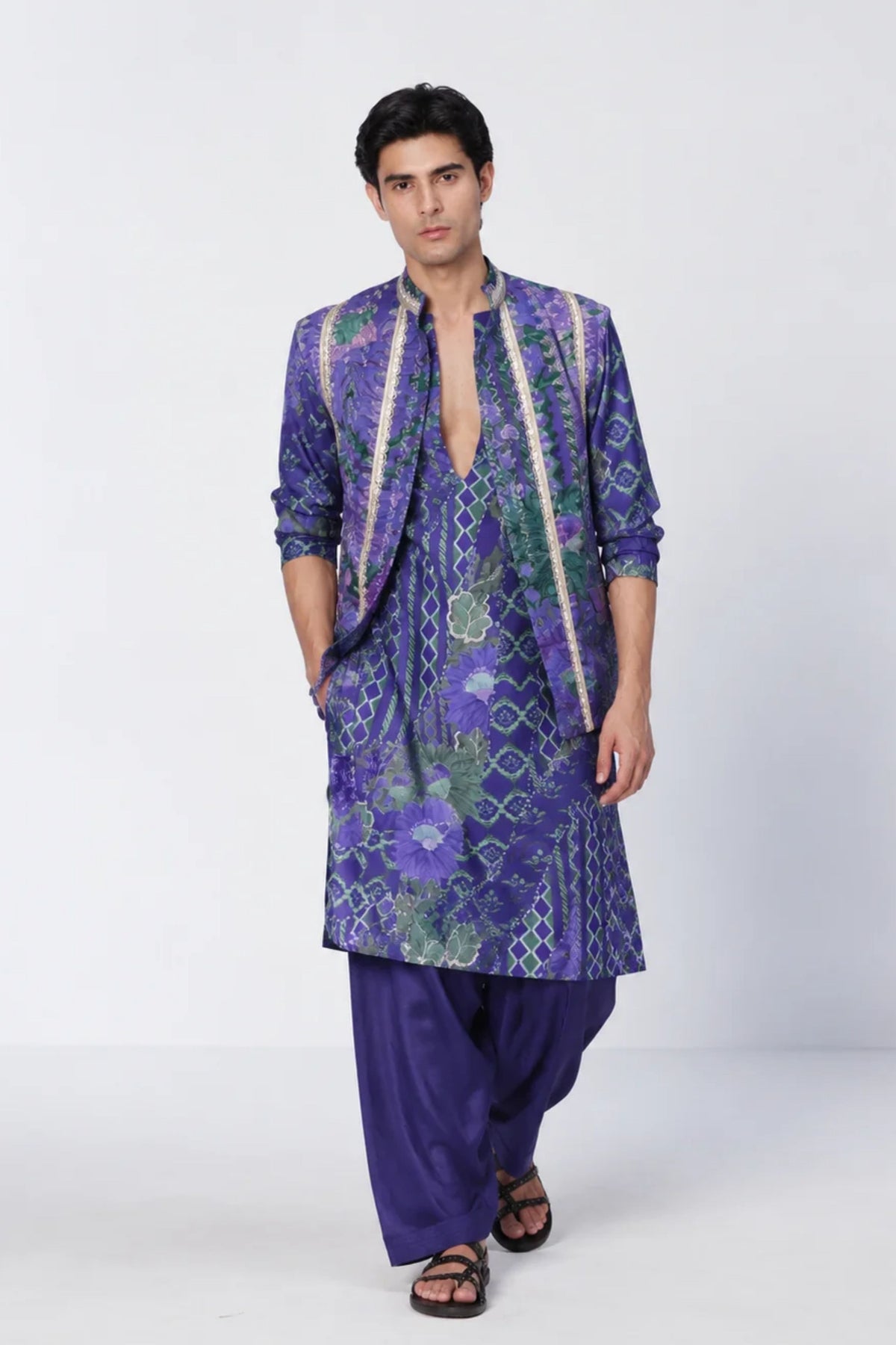Twilight Leaf Kurta Jacket Set