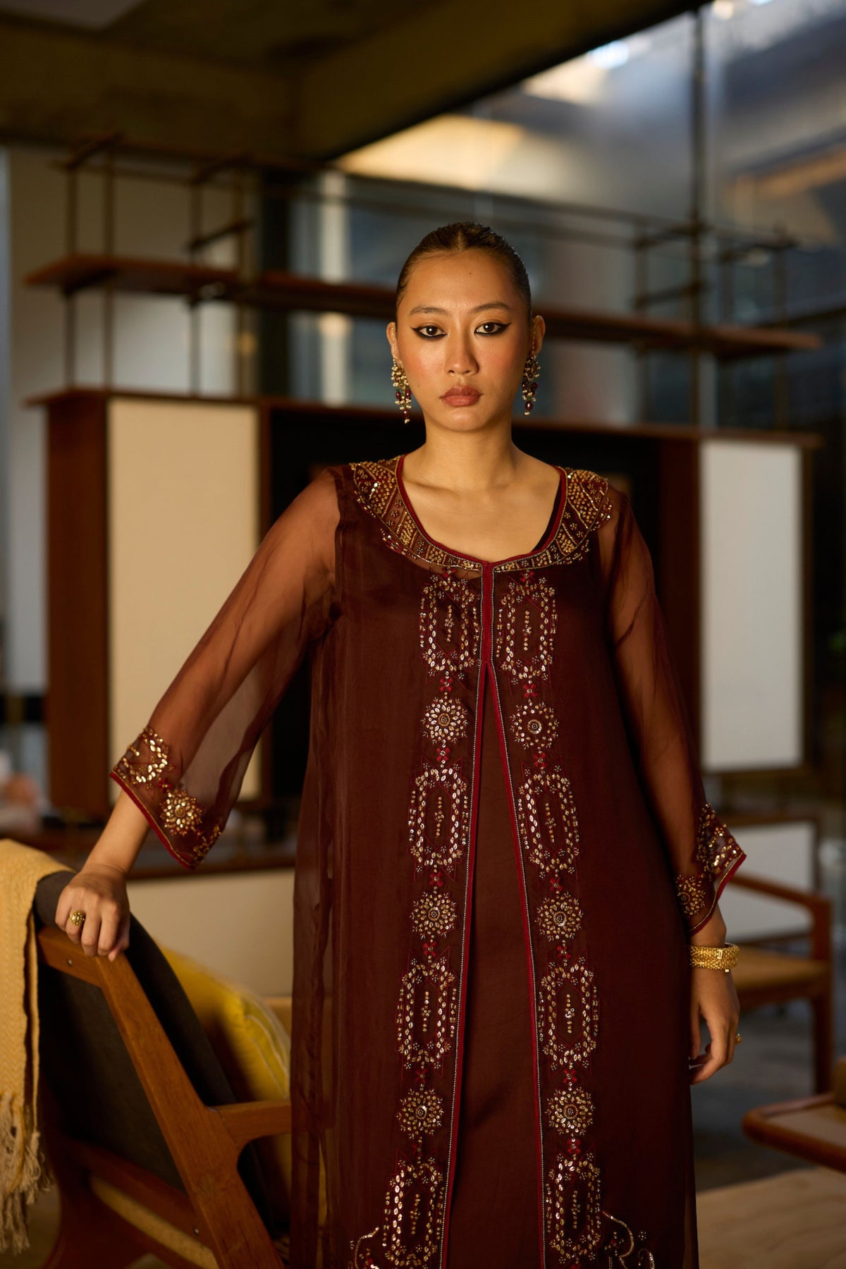 Brown Rawani Kurta Set