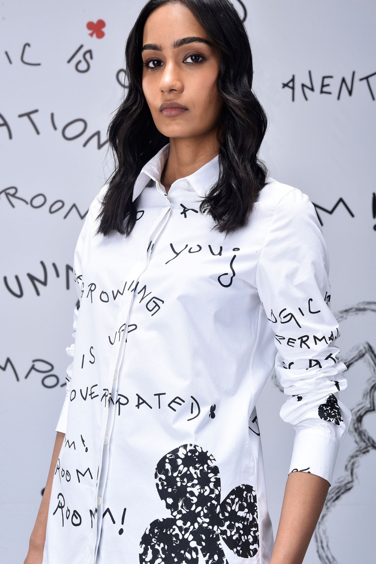 Women Scribble Text Shirt