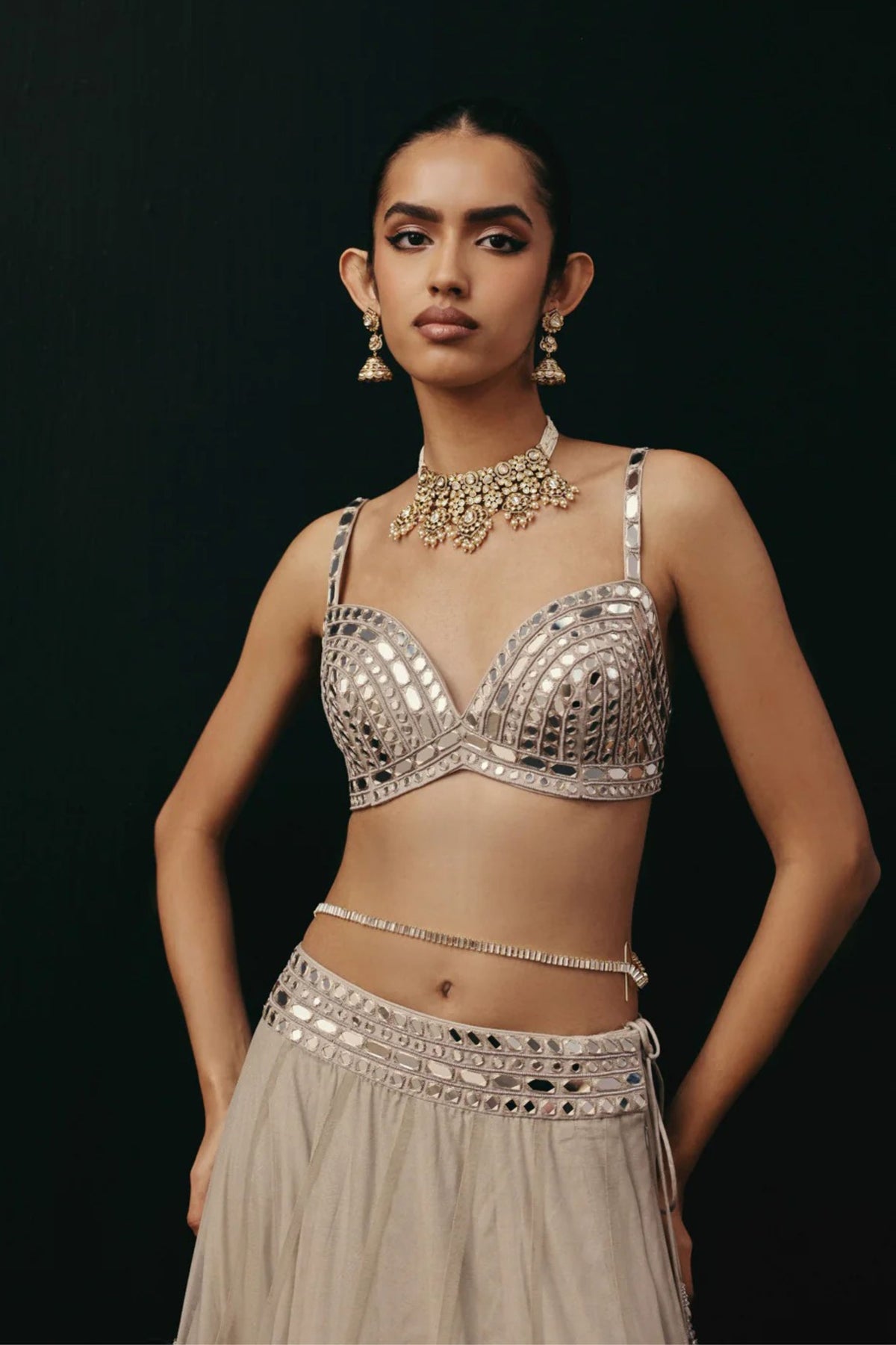 Silver Zari Lehenga Set