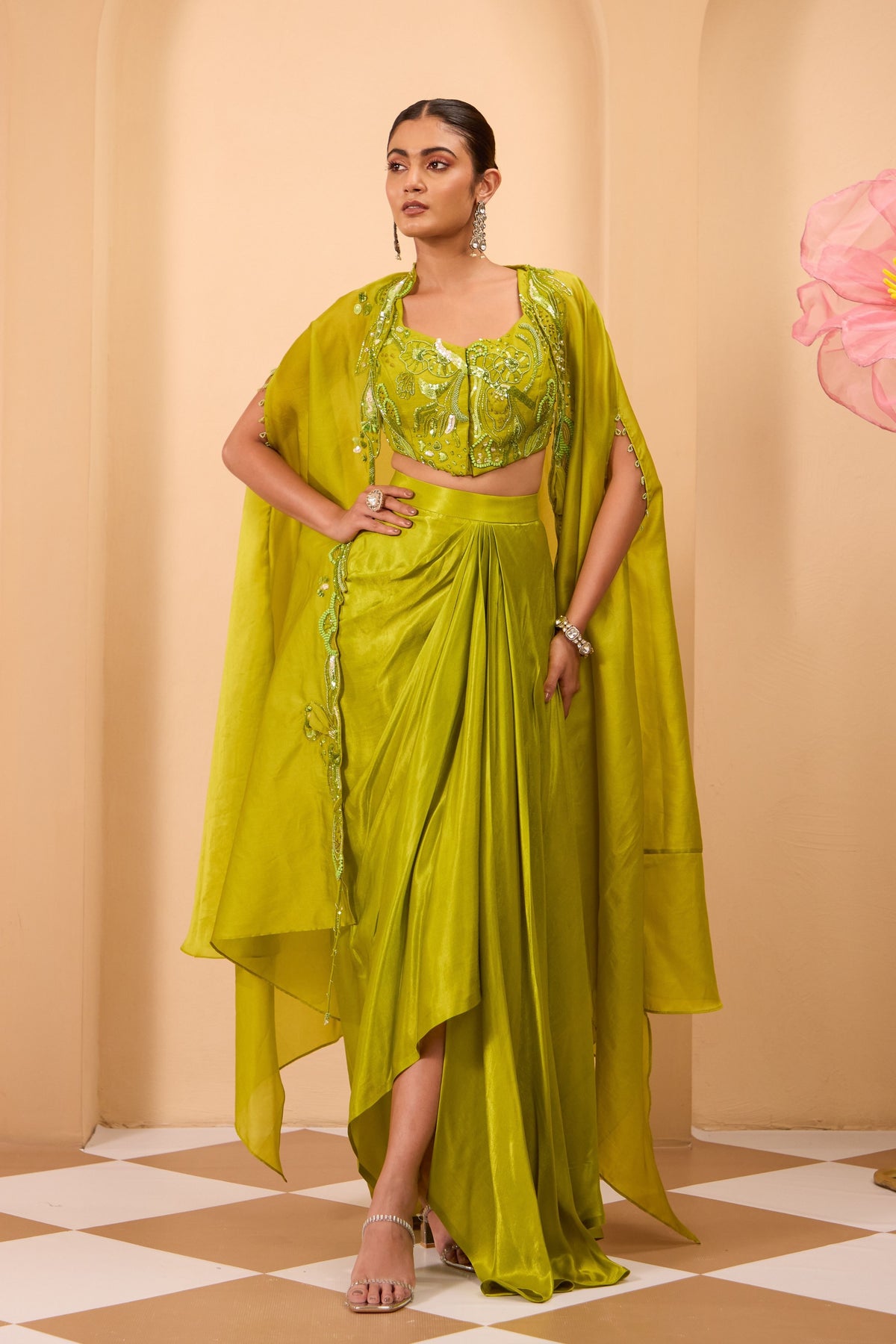 Hand Embroidered Cape Set