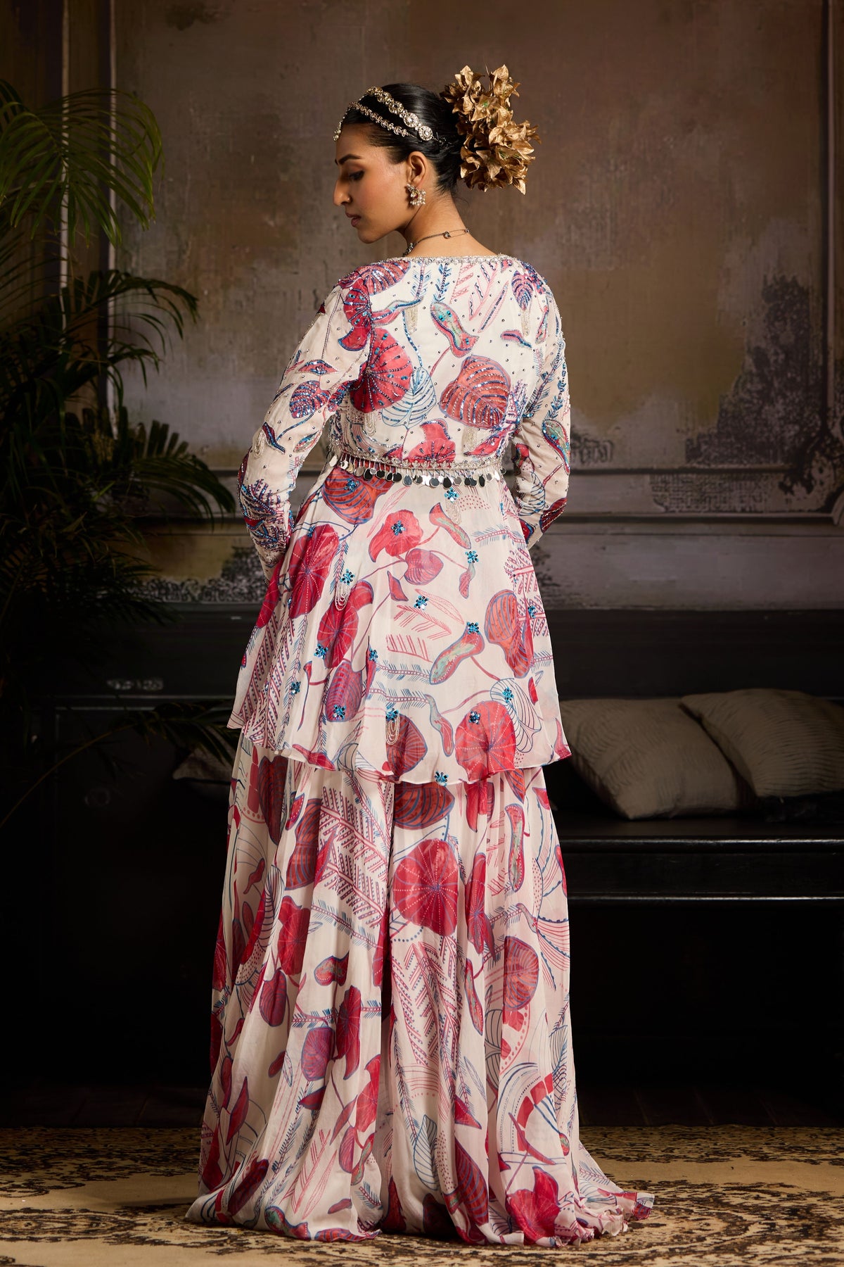 White and Pink Sharara Set