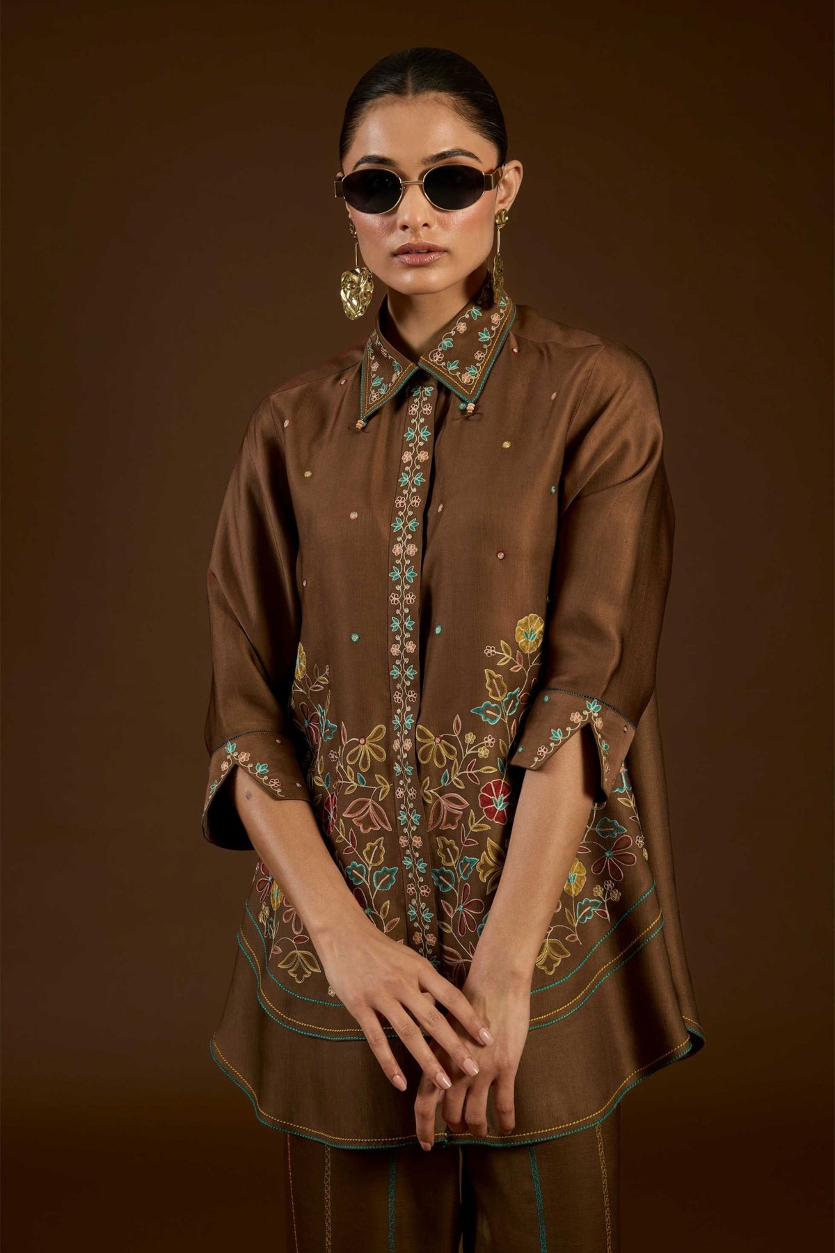 Coffee Aari Co-ord Set