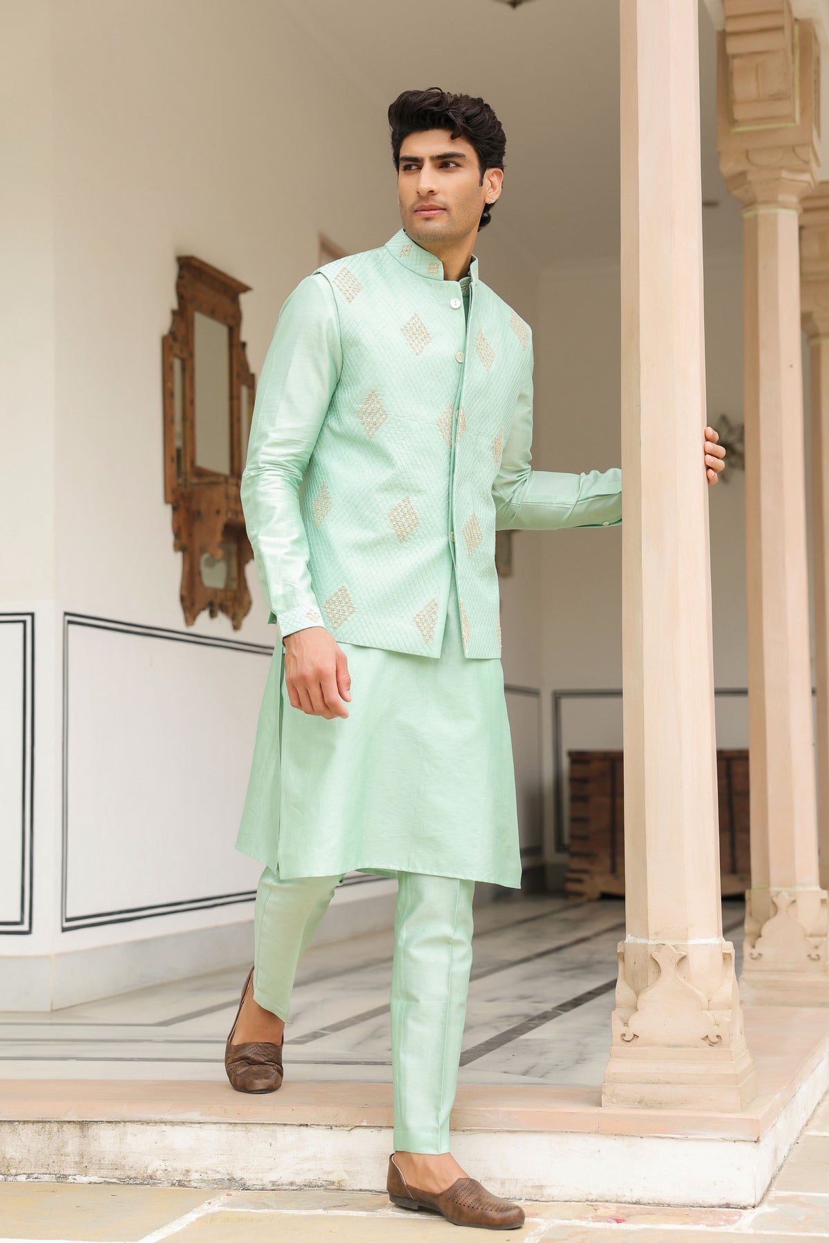 Gulzar Mint Green  Bandi Set
