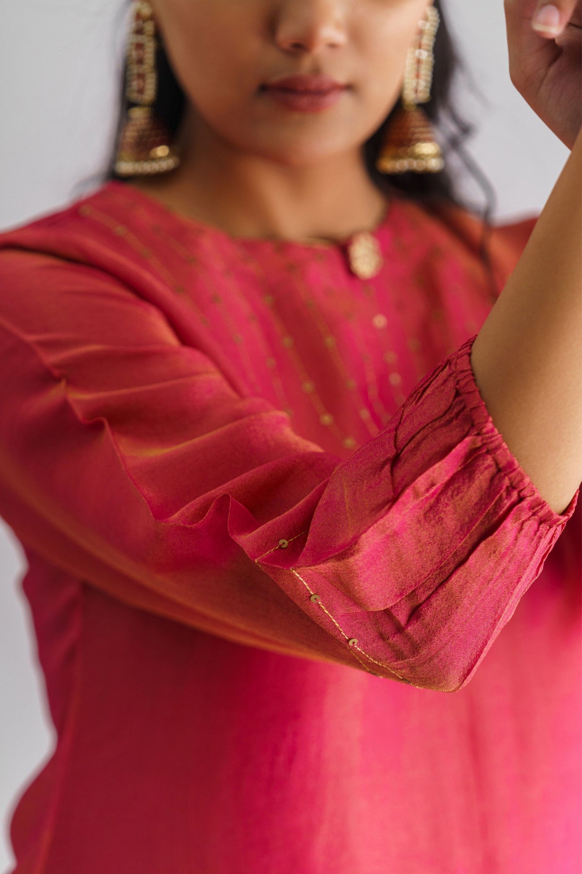 Pink Georgette Tissue Kurta