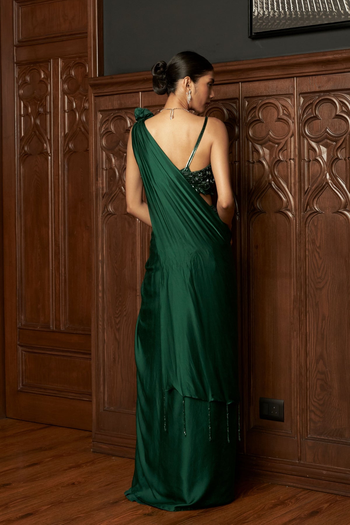 Emerald Drape Saree Set