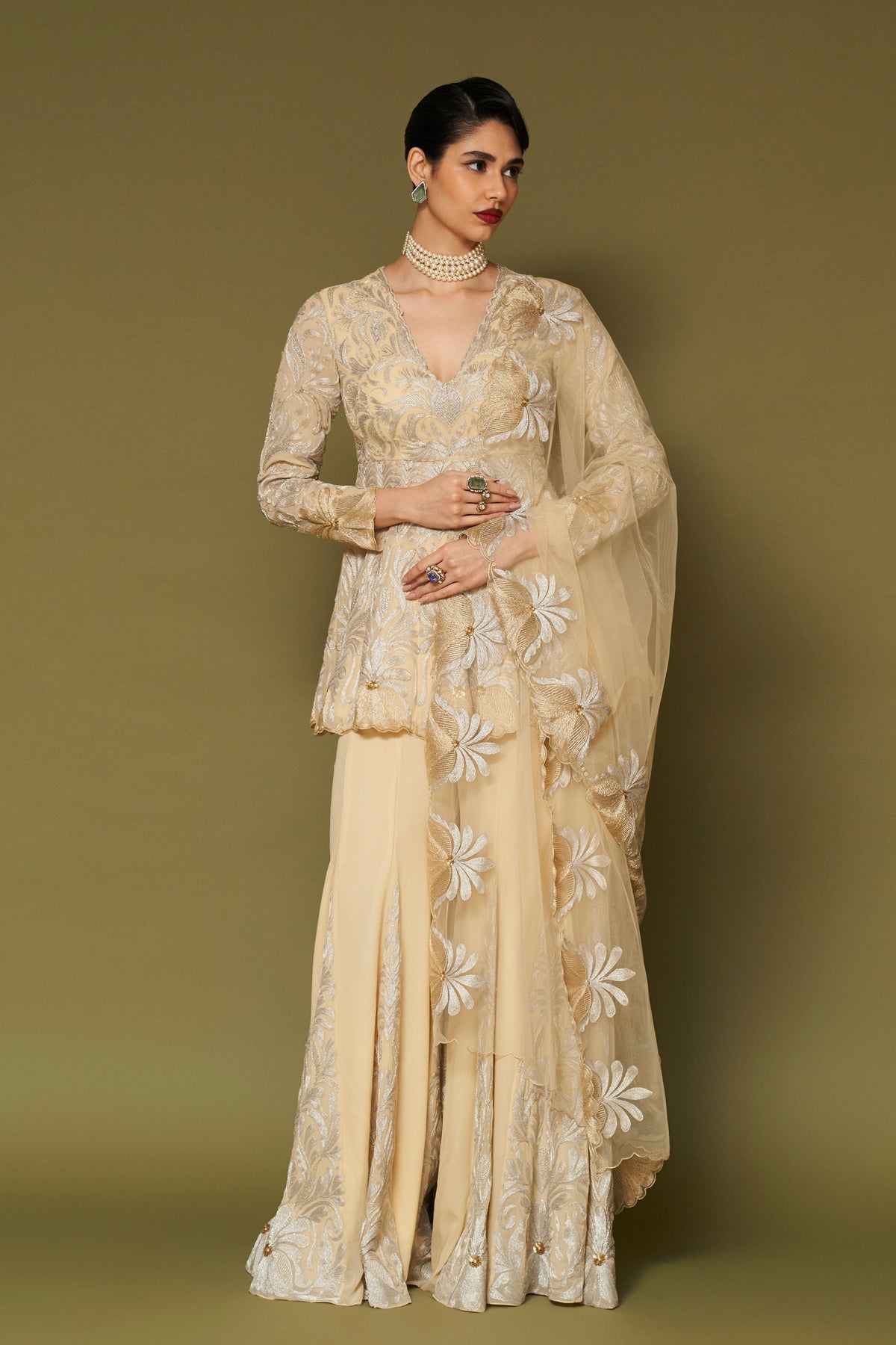 Butter Yellow Georgette Sharara Set