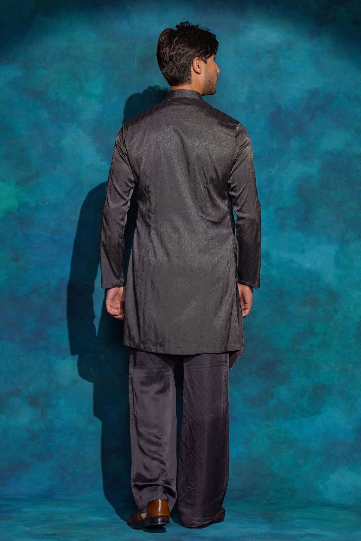 Charcoal Gray Drape Kurta Set