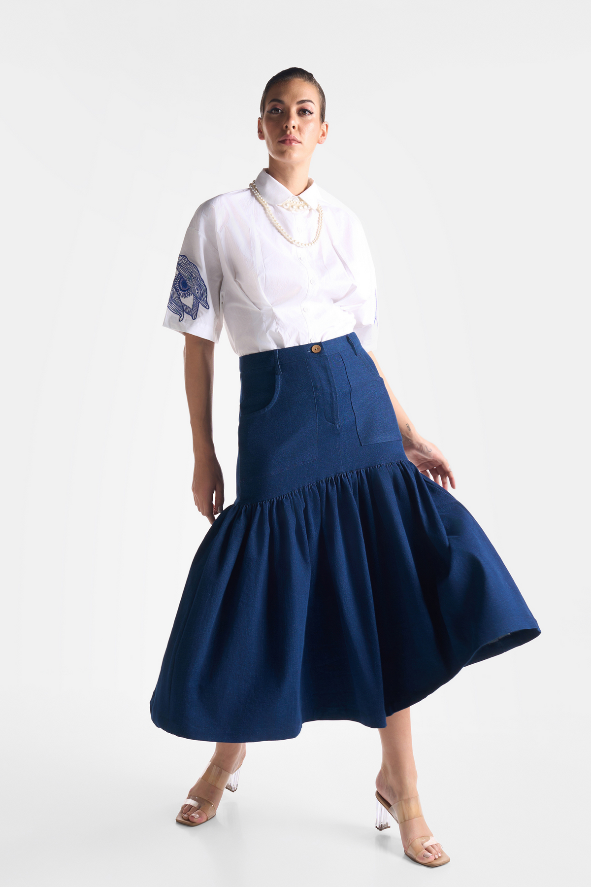 Denim Gather Skirt