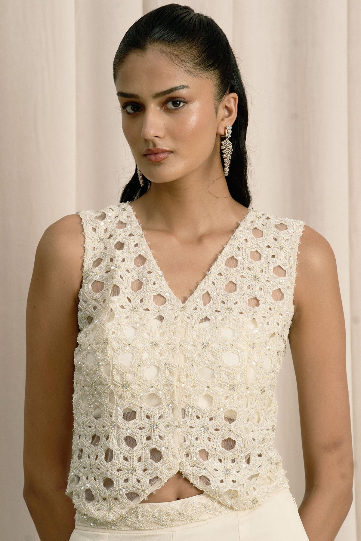 Ivory Embroidered Jacket Set