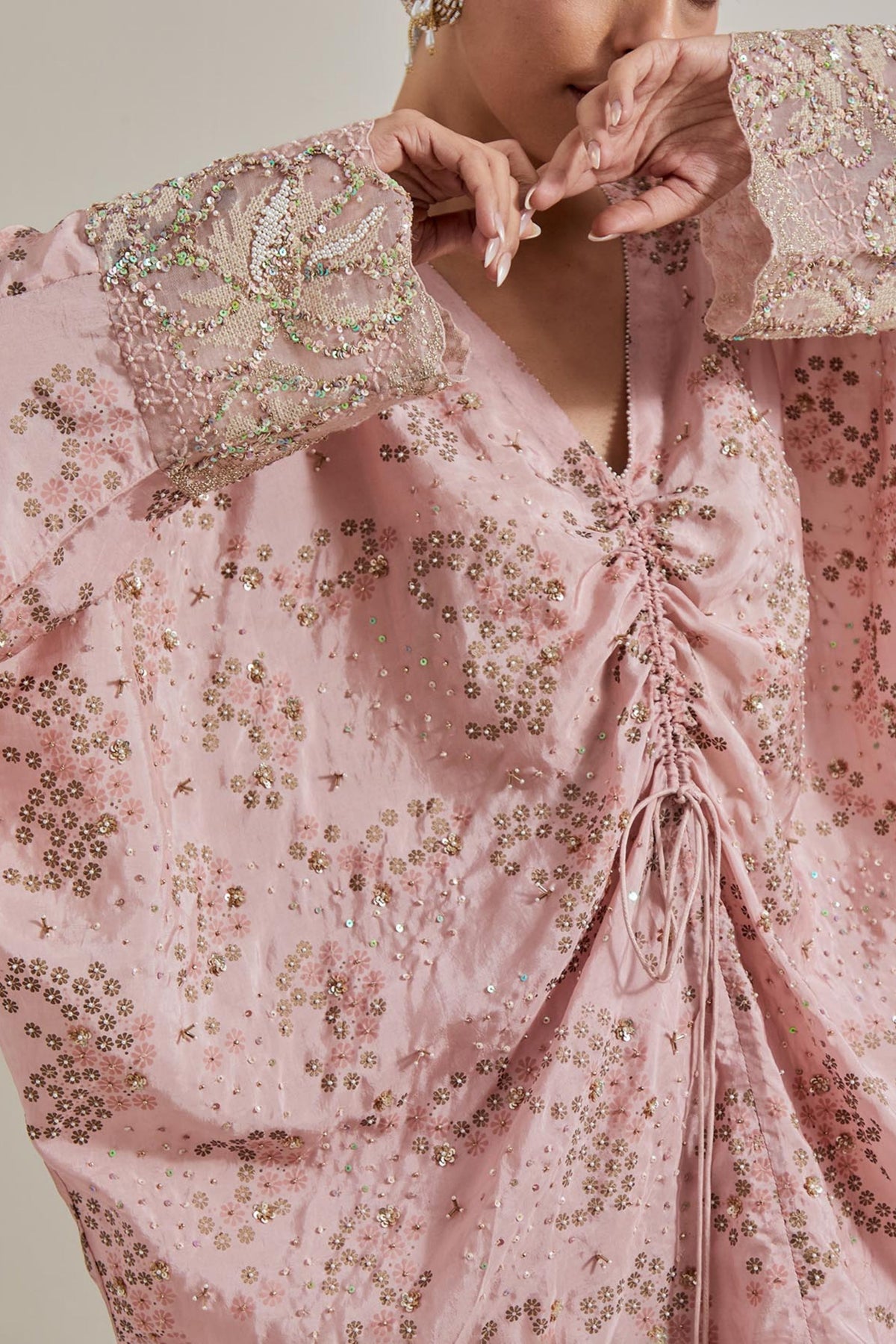Blush Glimmer Kaftan Set